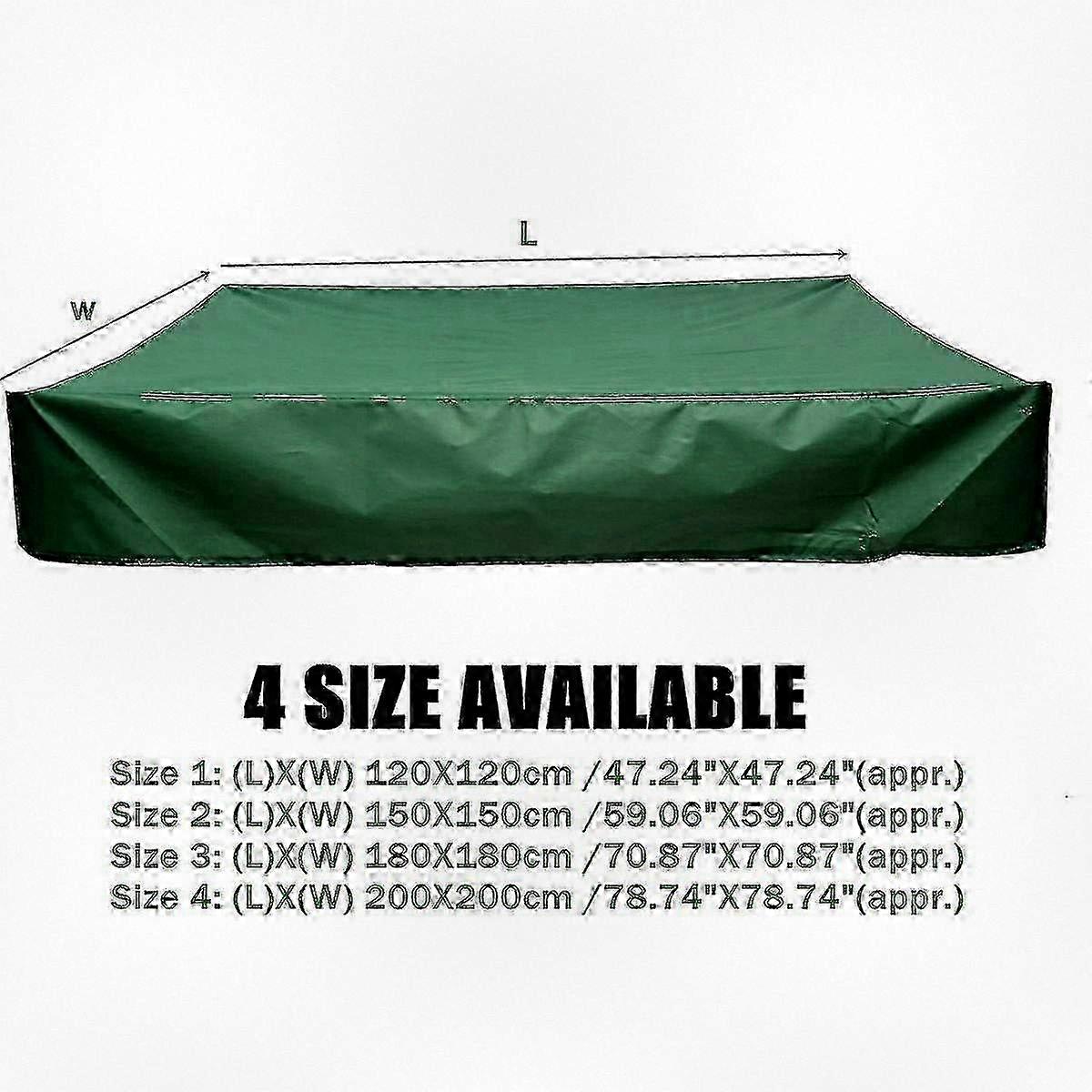 Waterproof Sandpit Cover 150x150 cm with UV Protection 70% for a Certain Brand's Oxford Sandpit Featuring Drawstring, Green (150x150 cm)