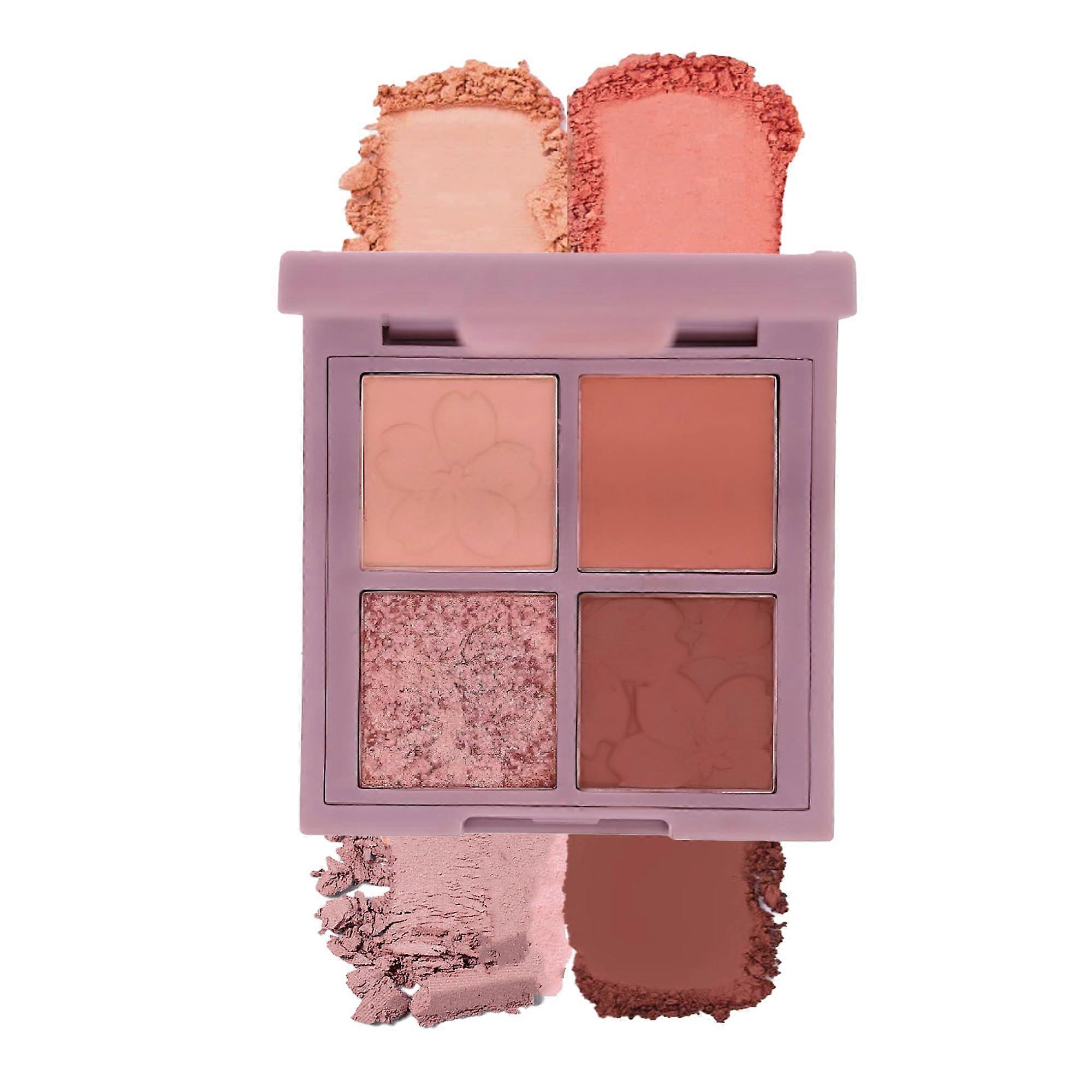 4-Color Eyeshadow Palette for Daily Wear | Neutral Matte & Shimmer Shades in Earthy Cool Gray & Warm Dusty Rose