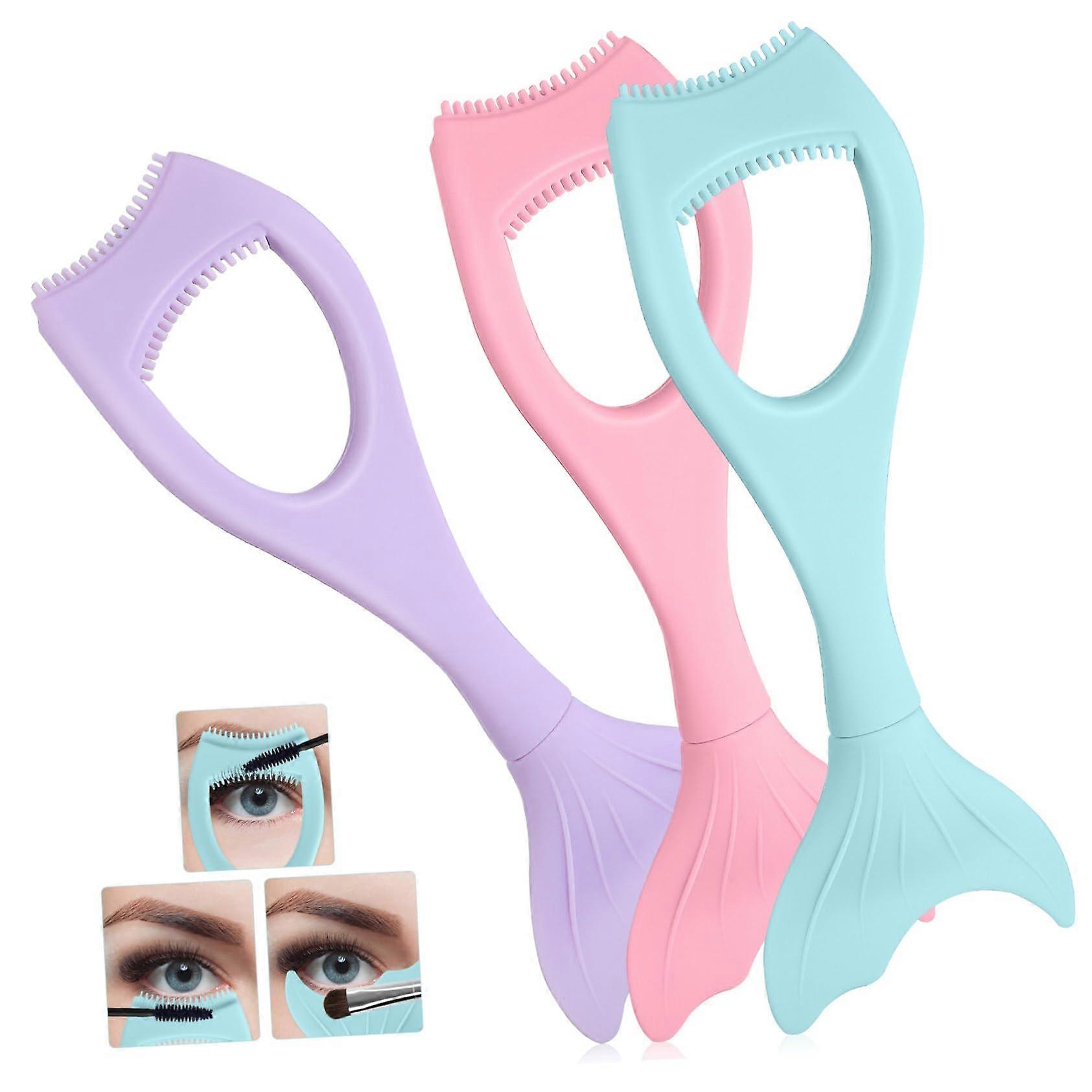 Mascara Lash Guard Applicator Set 3pcs MermaidShape Comb Tool Eyelash Makeup Shield Daily Professional Makeup
