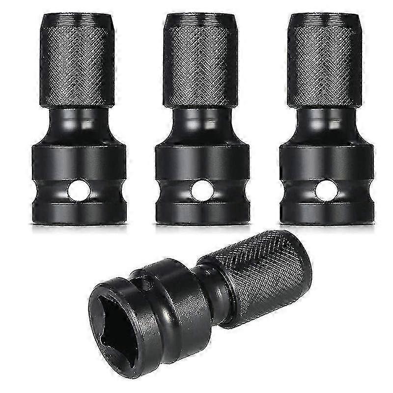 4 Pcs Impact Adaptor 12 Square Drive To 14 Hex Shank Socket Adapter Quick Release Chuck Converter -a