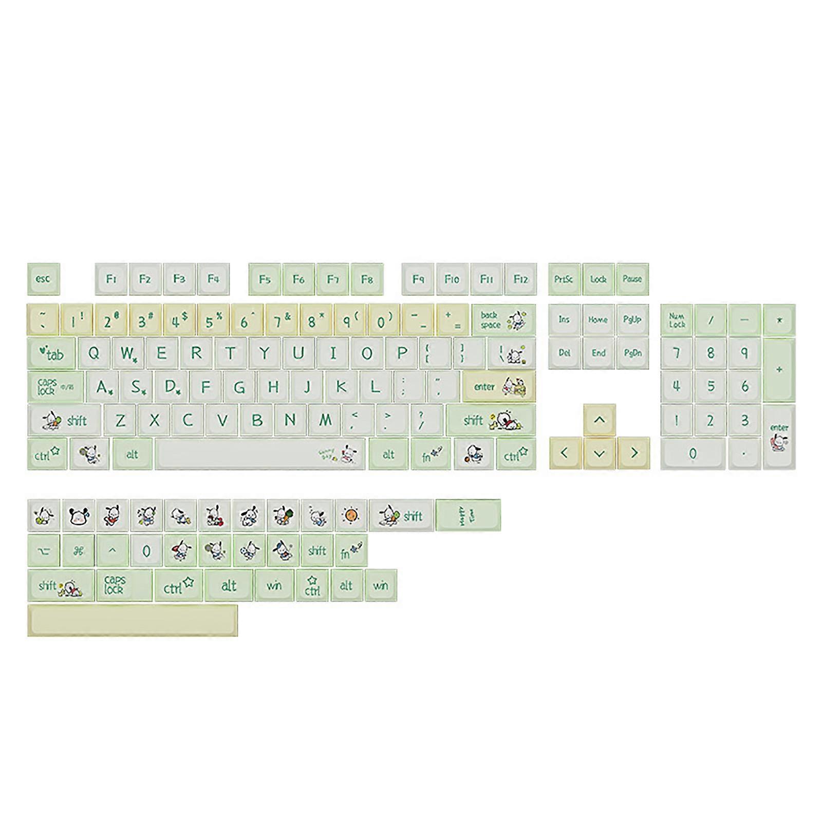 135 Keys Cartoon Pochacco Keycaps XDA Profile Thick PBT Keycap For 61/87/104/108 Layout Mechanical Keyboard Keycapoard Multicolor