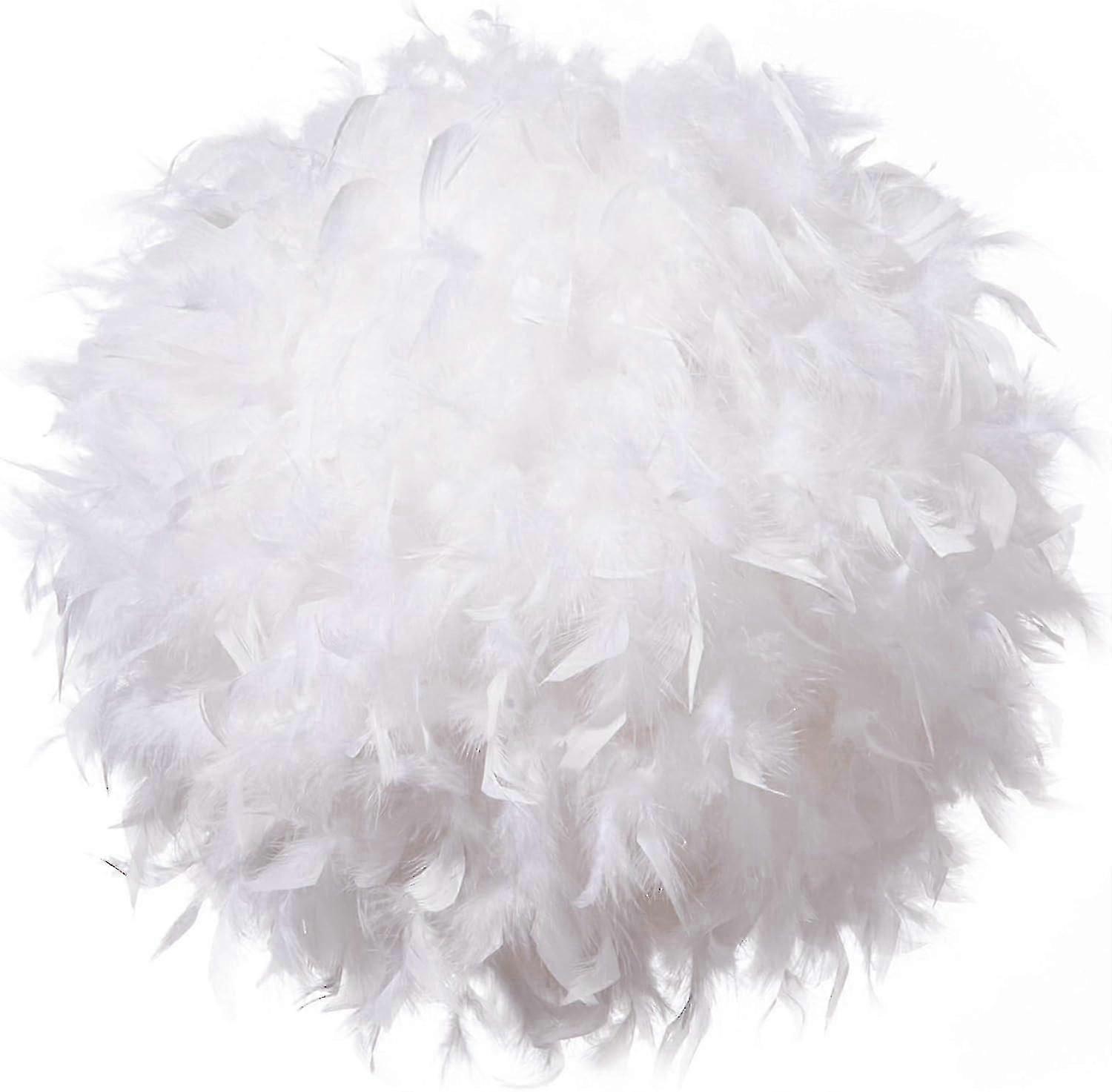Feather Light Shade For Ceiling Pendant Light, Fluffy Lamp Shade Lampshade Lightshade For Table Lamp And Floor Lamp, Bedroom Diameter 30cm, White