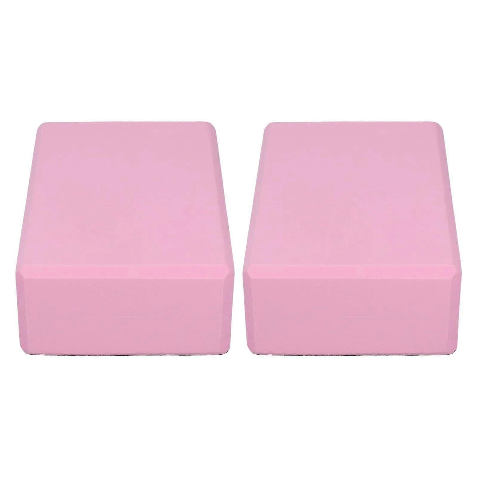 滑り止めの外観ピンクのヨガブロック2PCSヨガピラティス瞑想用-安定性とサポートを提供します-EVA素材
