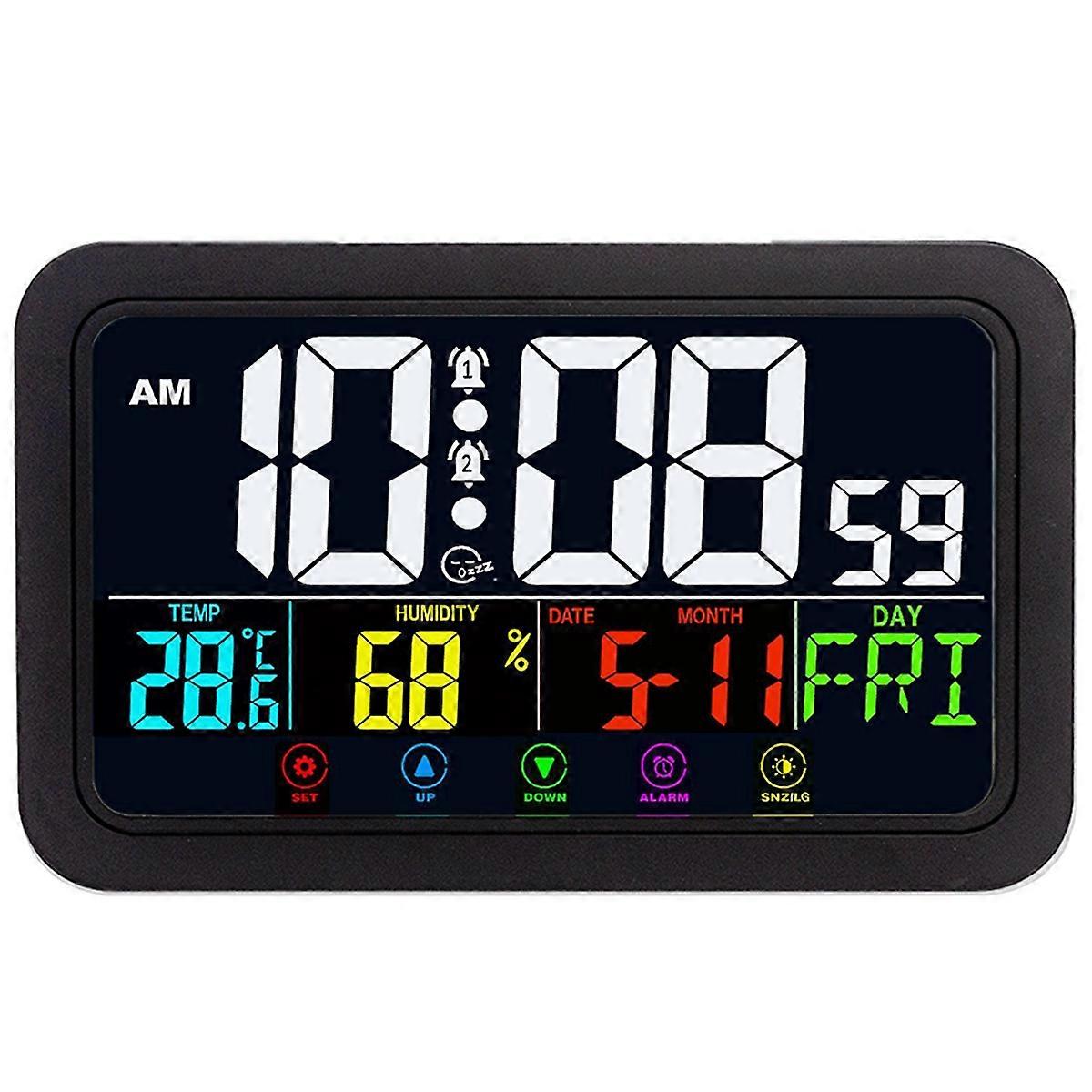Digital Wall Clock, Digital Clock Battery Operated,8 Inch Desk Clock with Temperature Humidity Day