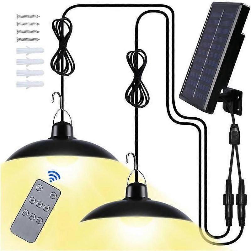 Outdoor Solar Lamp - Double Head - White - IP65 Waterproof - Remote Control