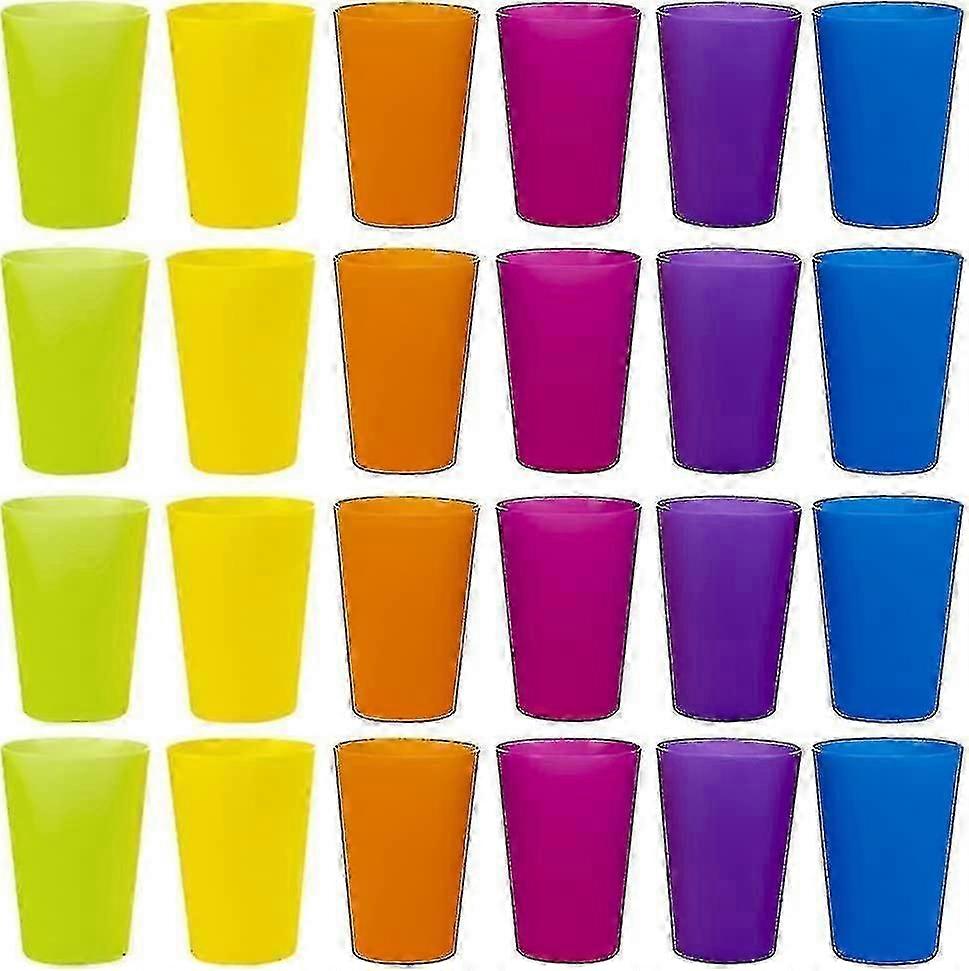 24 Pcs Reusable Plastic Cups, 6 Bright Colors Plastic Cups For Kids, Camping