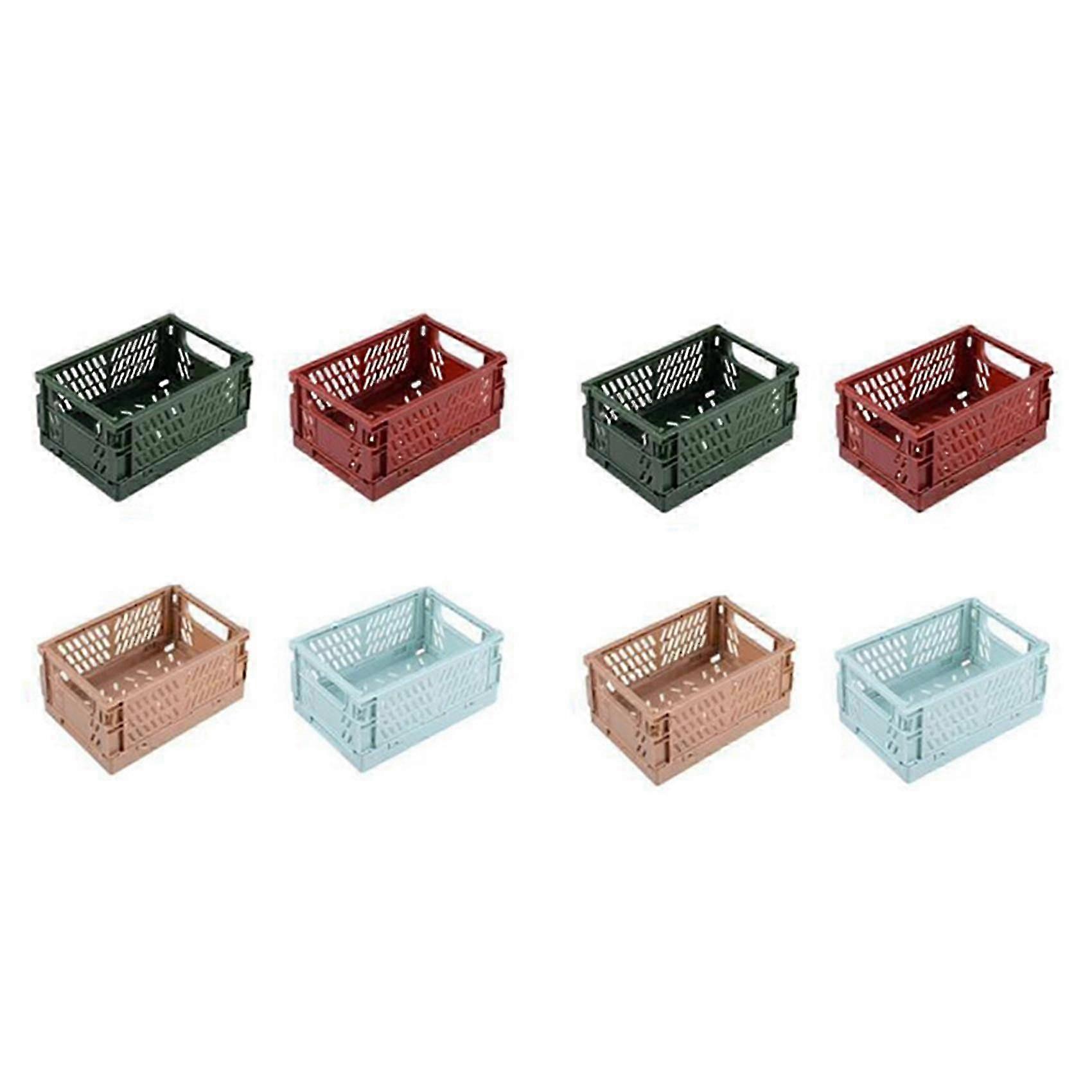 8pcs Collapsible Basket Folding Storage Box Crate Plastic Container Durable Transportable Foldable