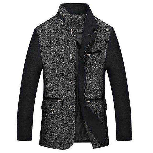 Autumn And Winter Men 'S Woolen Coat Business Casual Stand Collar Stitching Design Jacket Overcoat