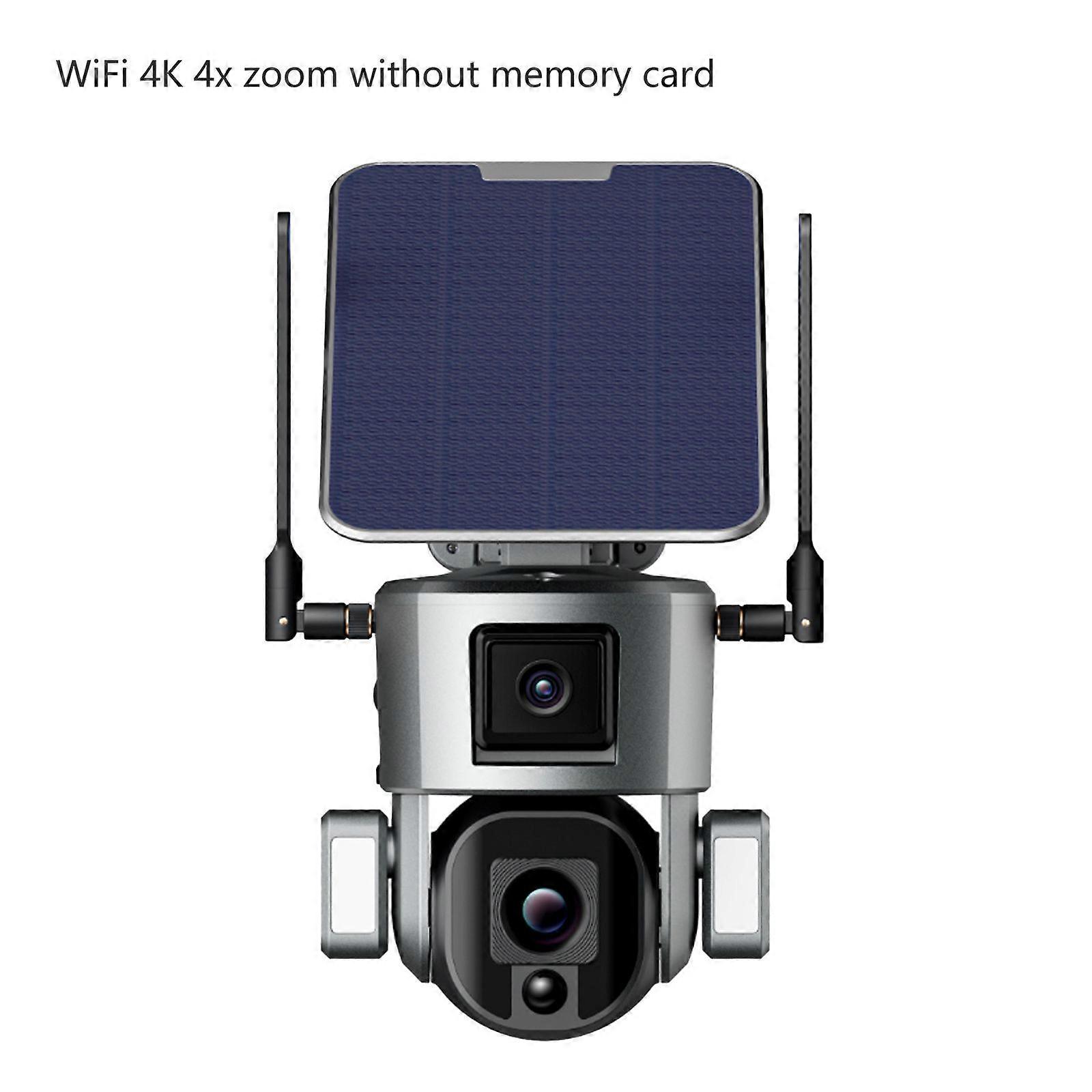 4G/Wifi 4K Ptz Pir Cctv Security Ip Camera With Dual Solar, 4X Zoom, Night Vision