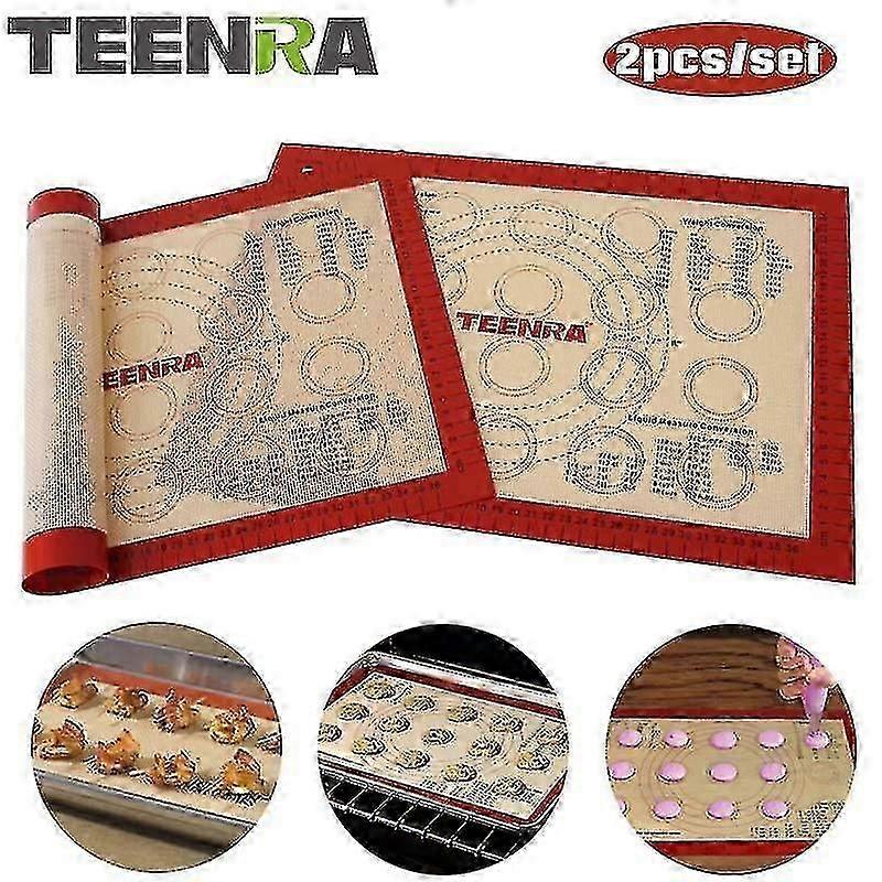 Baking Cookie Sheets 2pcs/set Non Stick Macaron Baking Mat Silicone Mats Baking Liner Heat Resistant Baking Sheet Set