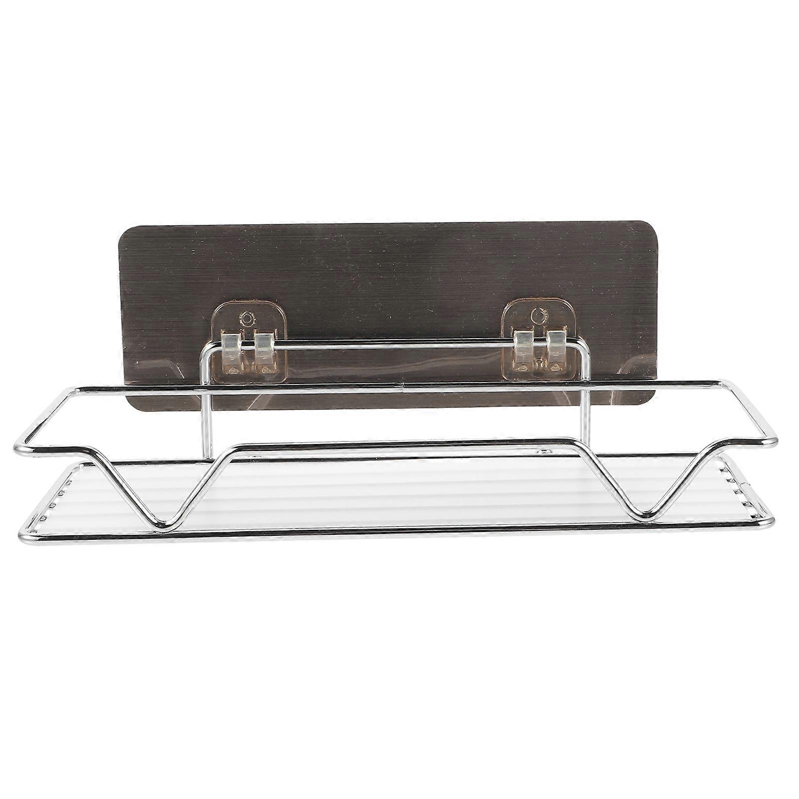 Wall Mounted Bathroom Storage Rack with Suction Cups – Adhesive Soap and Shampoo Organizer Shelf, No Drilling Required, Stylish Design
