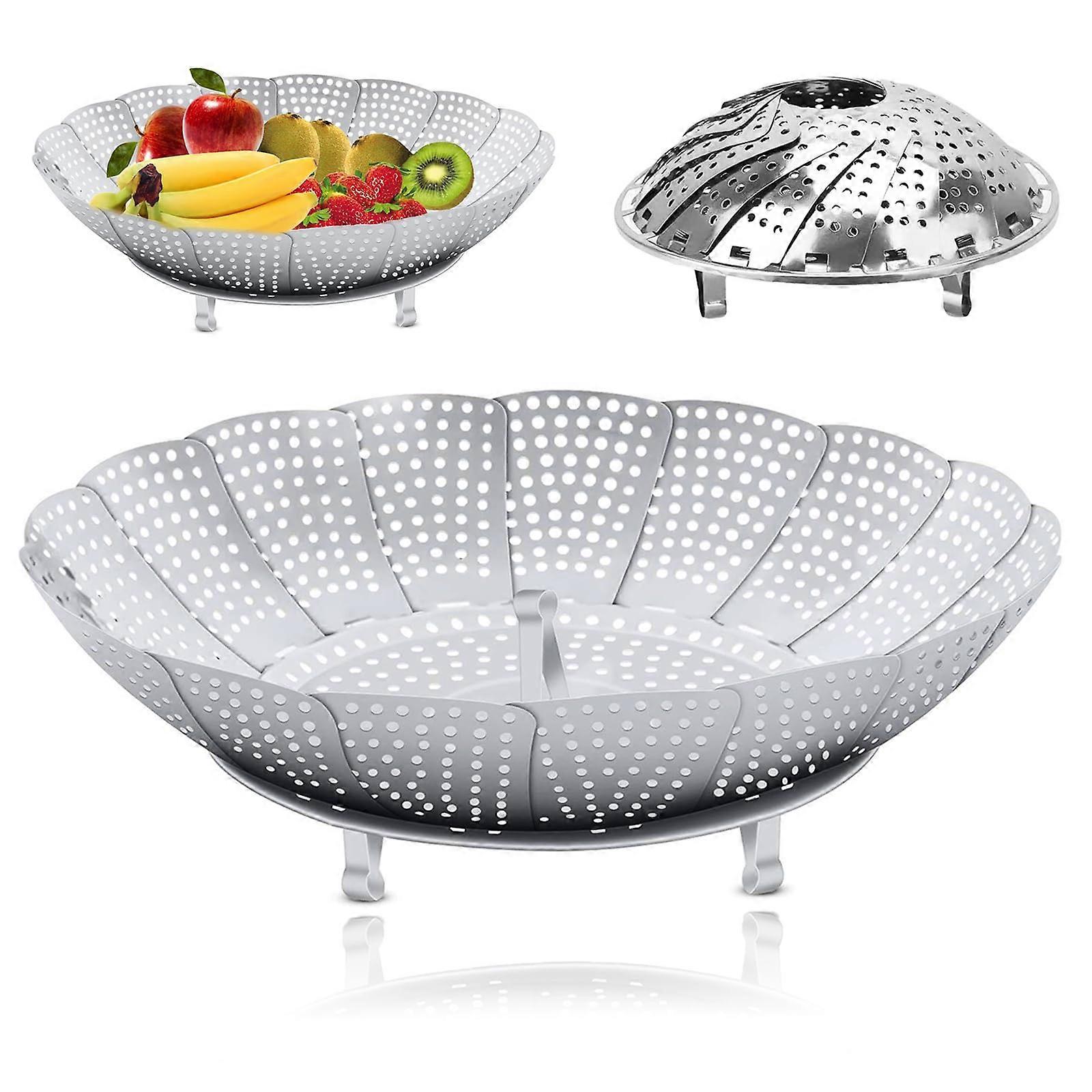 Stainless Steel Steamer Insert 26 cm, Foldable Vegetable Steamer Basket for Cooking Pots, Durable Kitchen Accessory