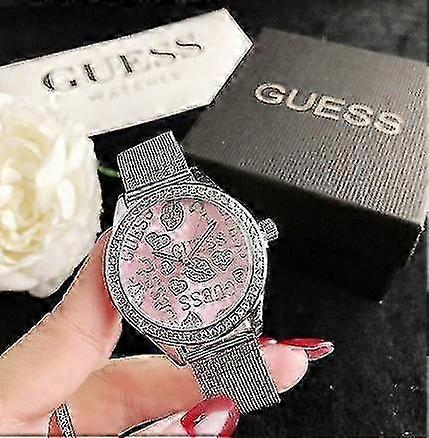 Guess Graffiti Oro Rosa Cinturino In Rete In Acciaio Inossidabile Orologio Da Donna Moda Casual Wanita Jam-COLORE: Argento E Rosa 2025