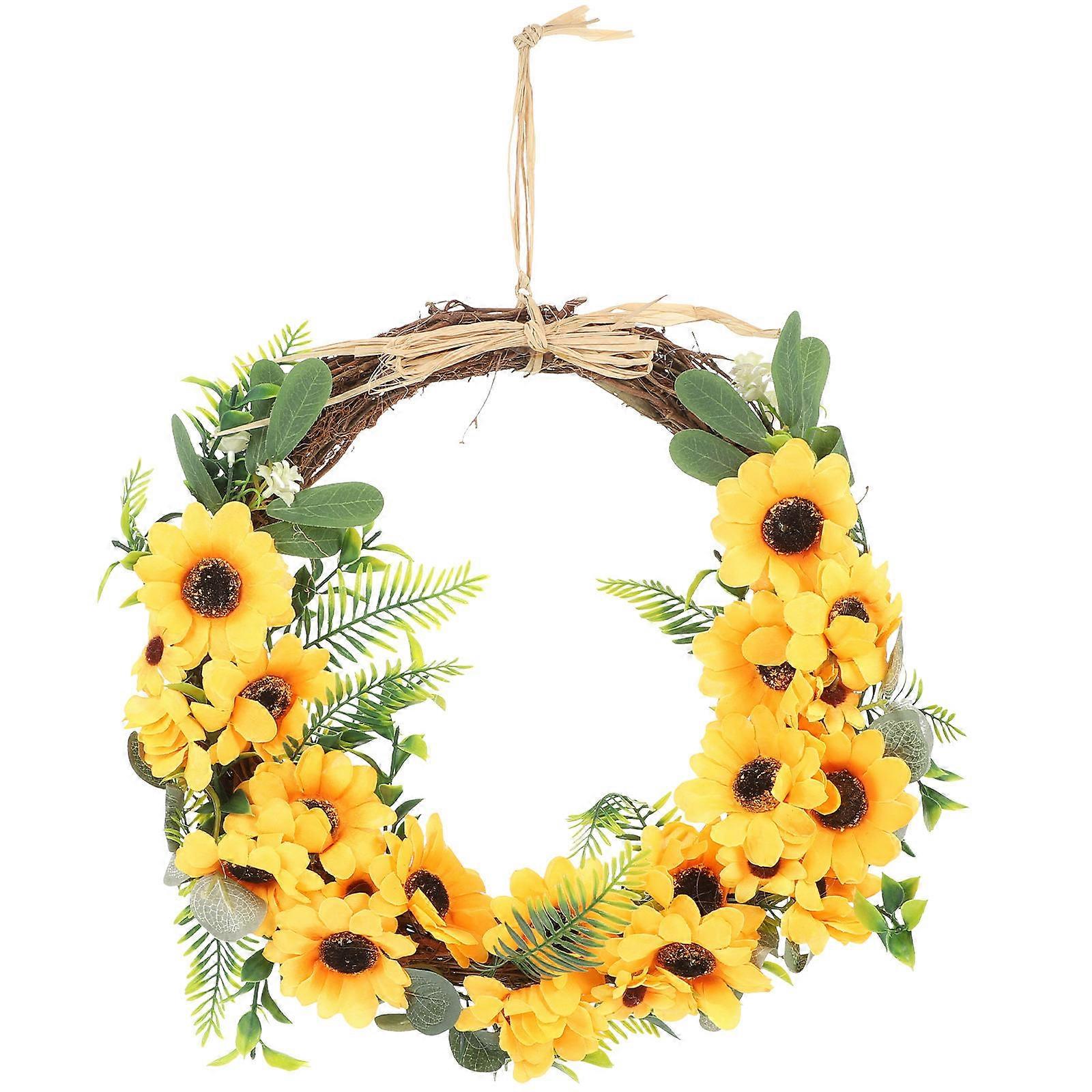 Spring Door Wreath Sunflower Wreath Easter Party Enhancement Multi-Colored 40CM Outer Diameter Decorative 1Pcs
