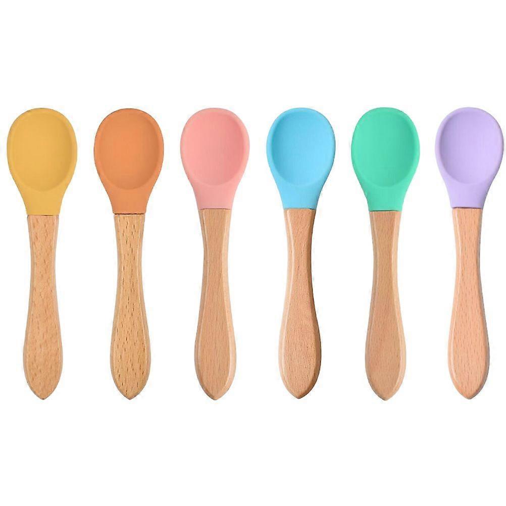 6 Pcs Lovely Feeding Spoons Simple Rice Spoons Practical Soup Mixing Spoons