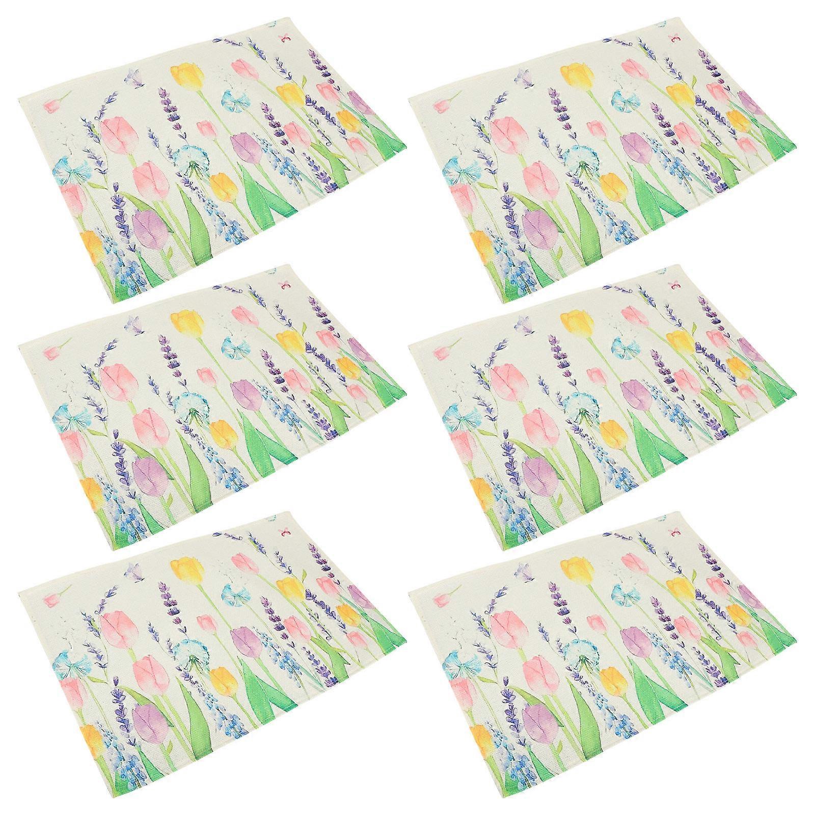 Place Mats For Table Spring Theme Place Mat Adults Flax Heat Resistant Rectangular 6Pack