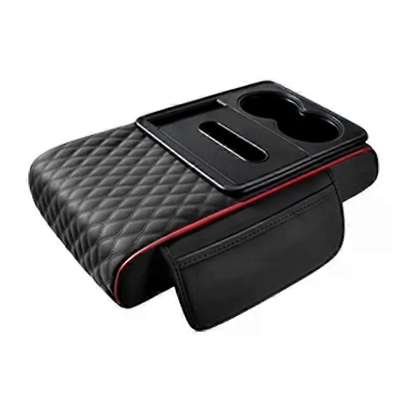 Car Armrest Box 7cm Thicken Height Pad Arm Rest Cushion with Pocket Tissue Cup Holder Memory Cotton Elbow Support