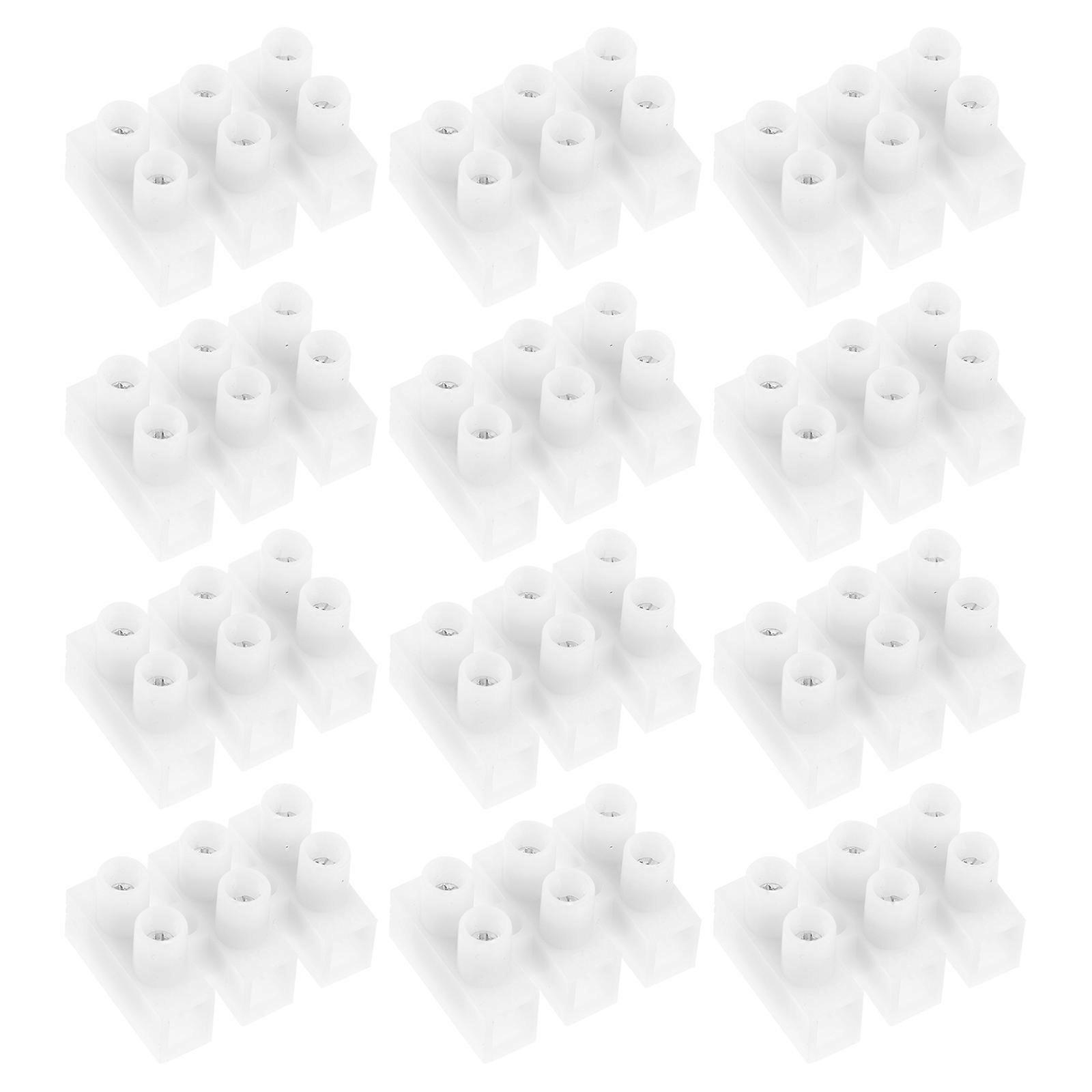 Terminal Block Strip Pressing Type Terminal Block Electrical Components Threaded Self-Locking 2.58X1.97X1.51CM White 50Pcs