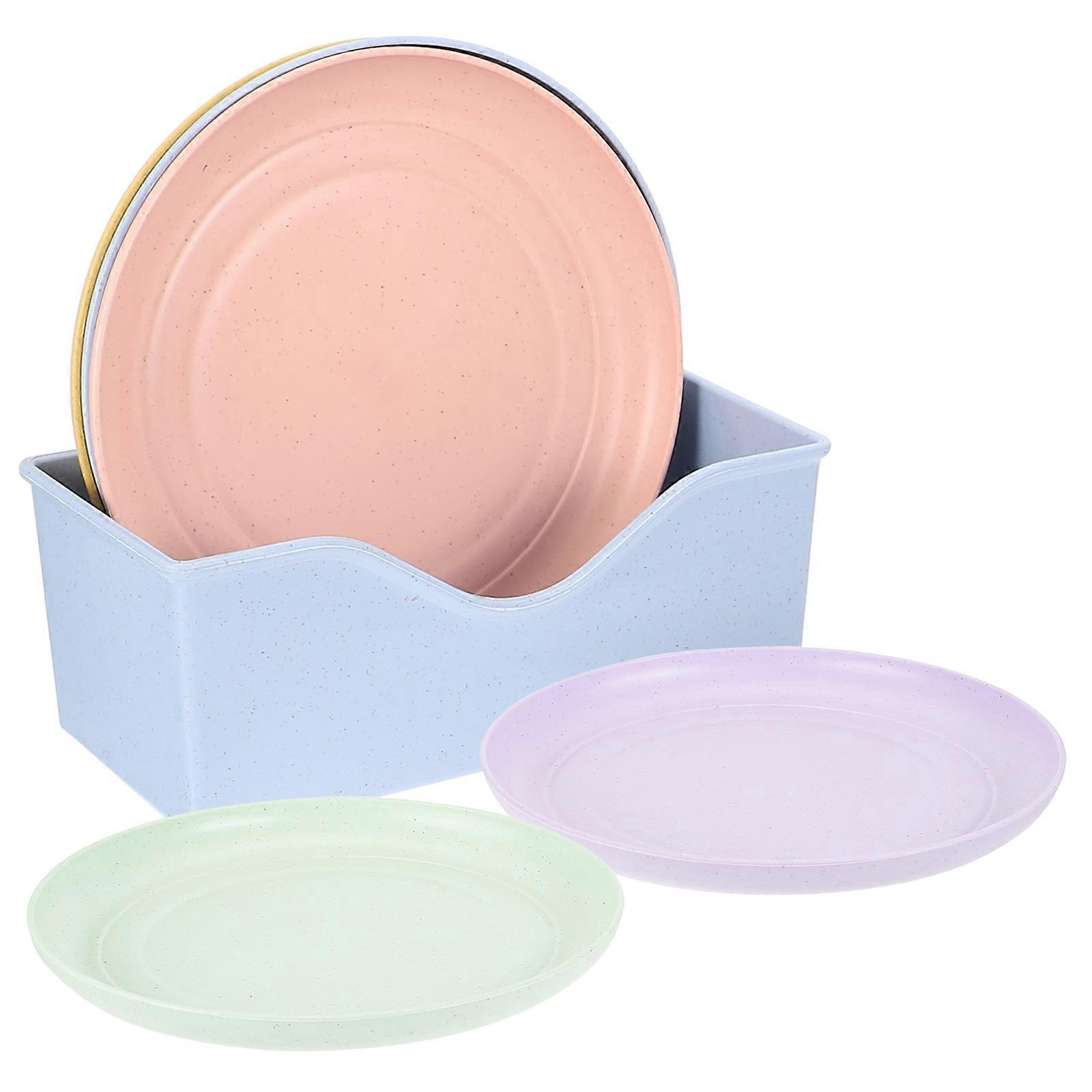 Dessert Dishes Reusable Appetizer Plates Straw Round Design For Household Users 1 Set