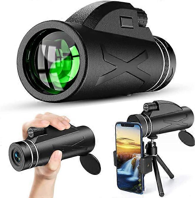Fernrohr, Teleskop Monokular 80X100 HD mit Smartphone Halterung Stativ(Black)