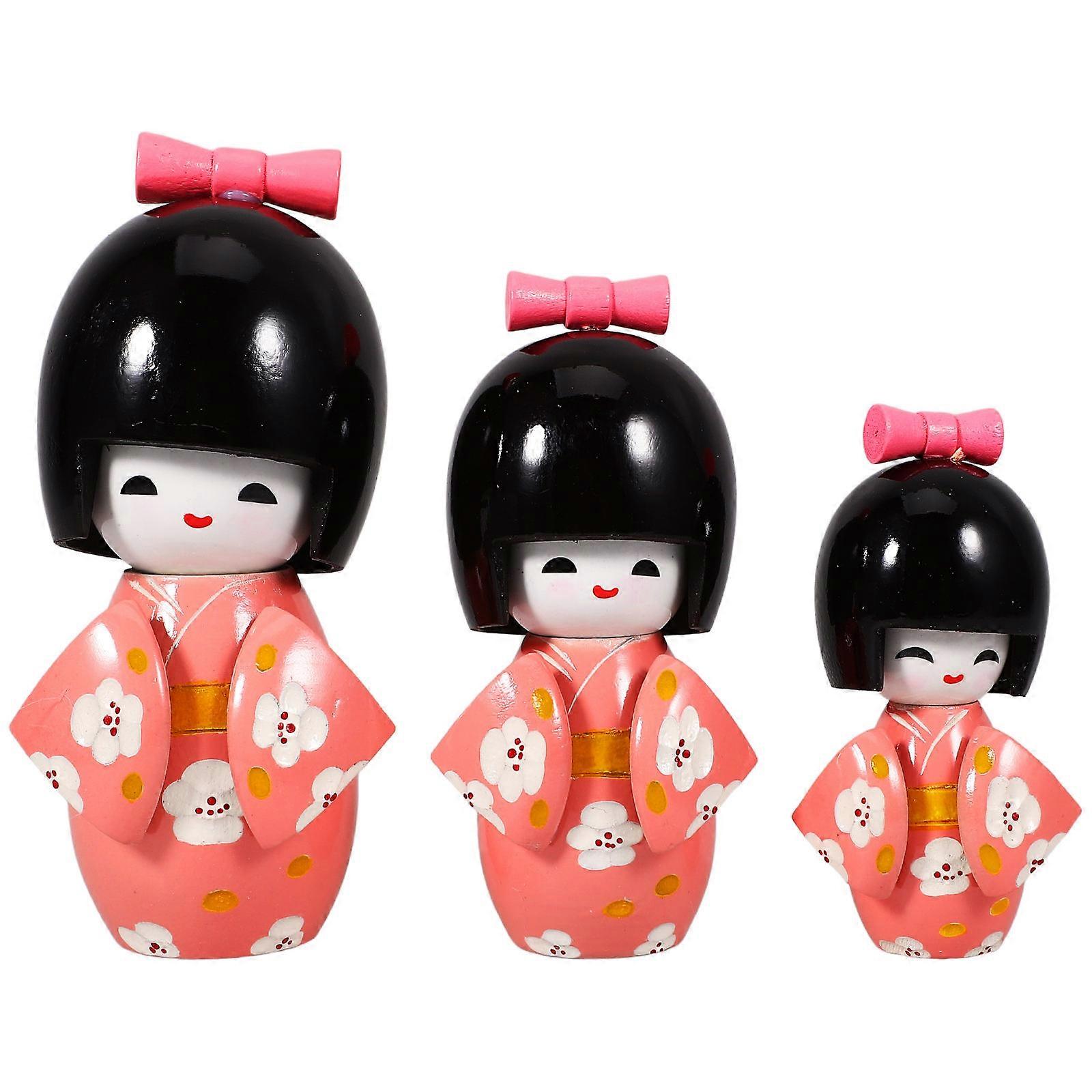 Lovely Kimono Doll Pink Tabletop Display present Item 14.00X6.00X6.00cm 3Pcs