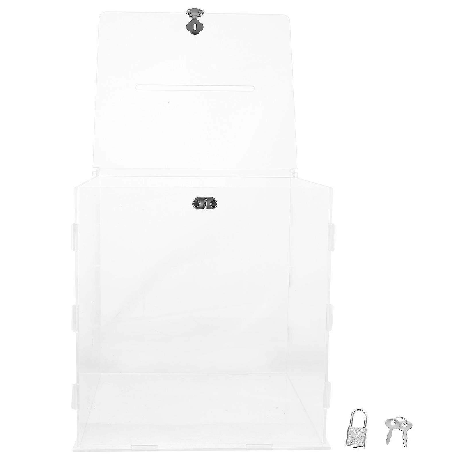 אחסון כרטיסי חתונה אקריליק קופסת כרטיסי חתונה לבן אירועים מיוחדים ניתן לנעילה מינימליסטי .82X9.82X9.82 אינץ' 1 סט