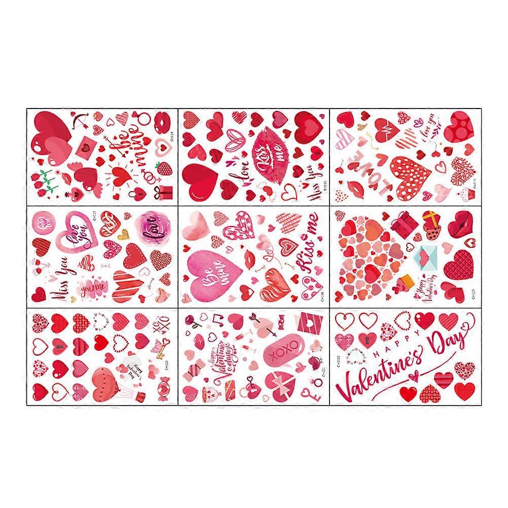Window Decals Valentine's Day Home Decor Pink 30X21CM Clear Pattern 9 Sheets