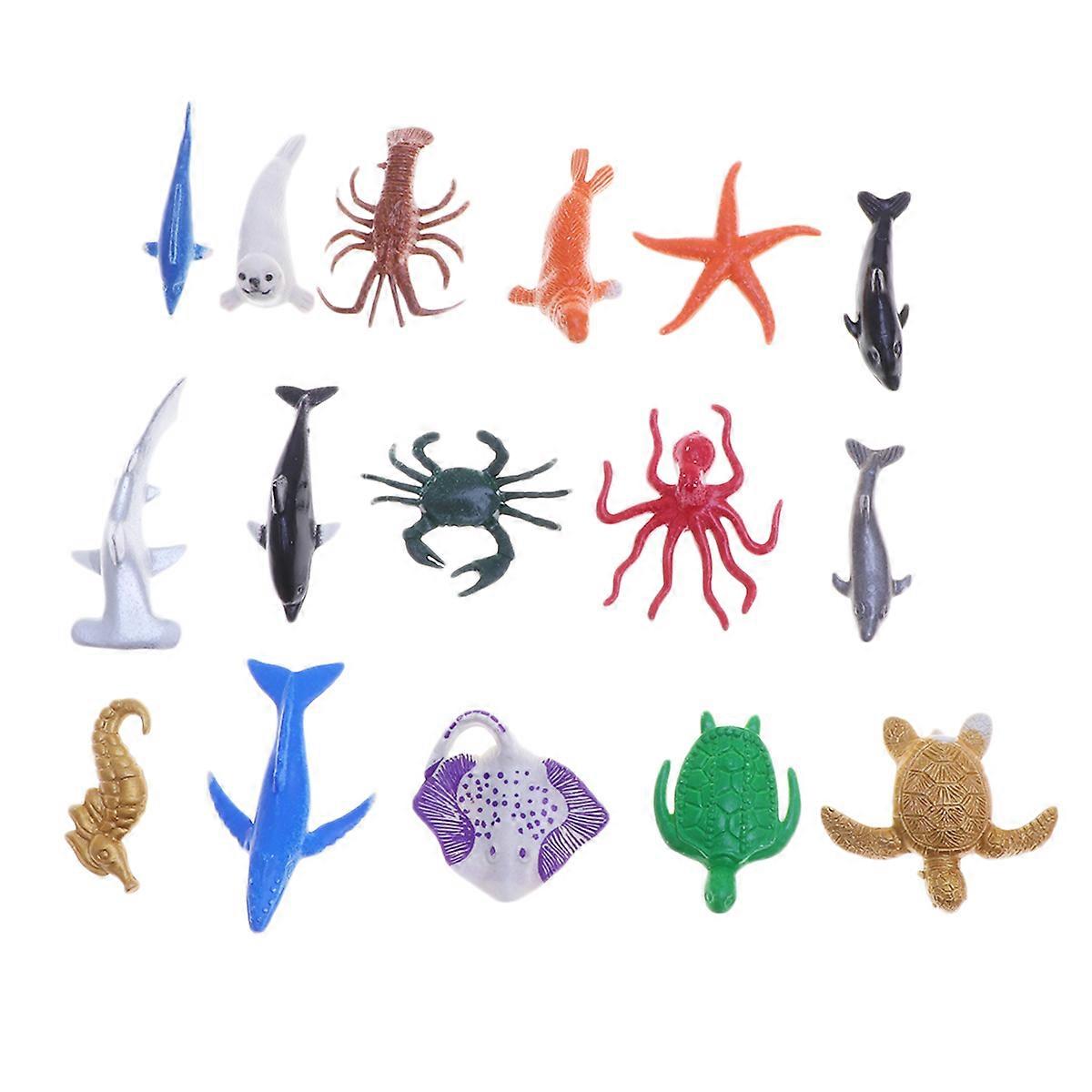 Marine Animal Toys Mini Ocean Animal Figurines Educational And Decorative Items For Children Assorted Color 16Pcs