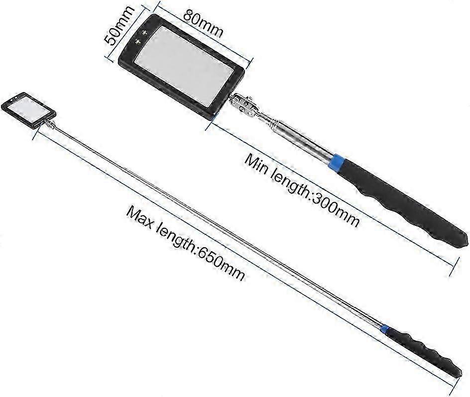 Flexible Telescoping Inspection Mirror with LED Light - 360 Swivel Extension Tool