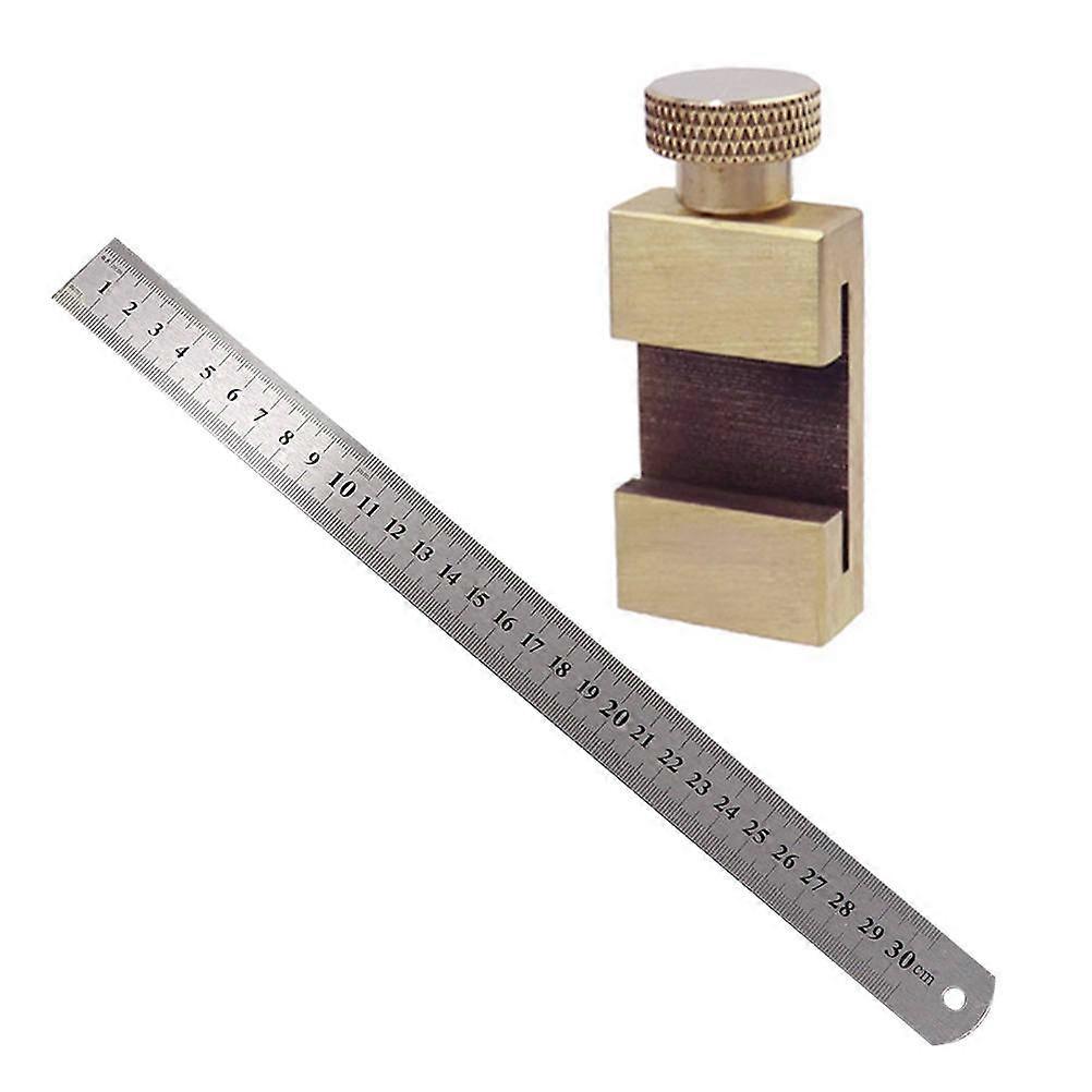 Yellow Woodworking Line Locator Made of Stainless Steel and Brass Durable High Precision Measuring Tool 1 Set