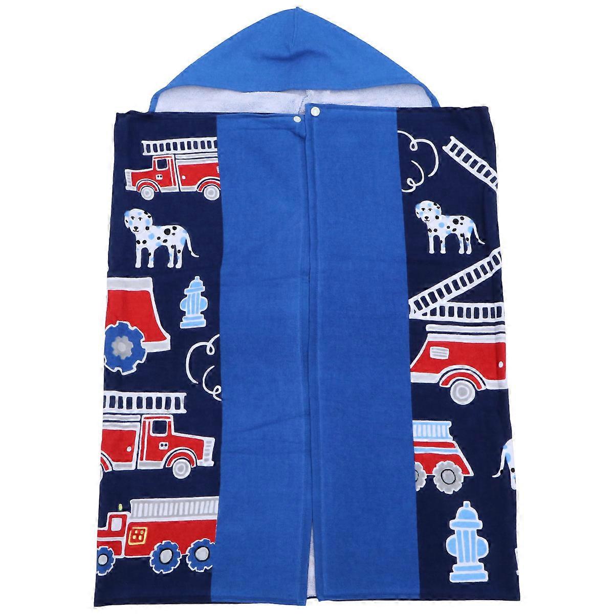 Hooded Cloak Towel Kids Fire Truck Design Bath Cape For Daily Use 127x76cm 1Pack