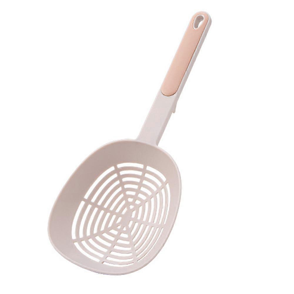 Kitchen Noodle Scoop - Large Colander Long Handle Hook Type Drain Scoop-Brown