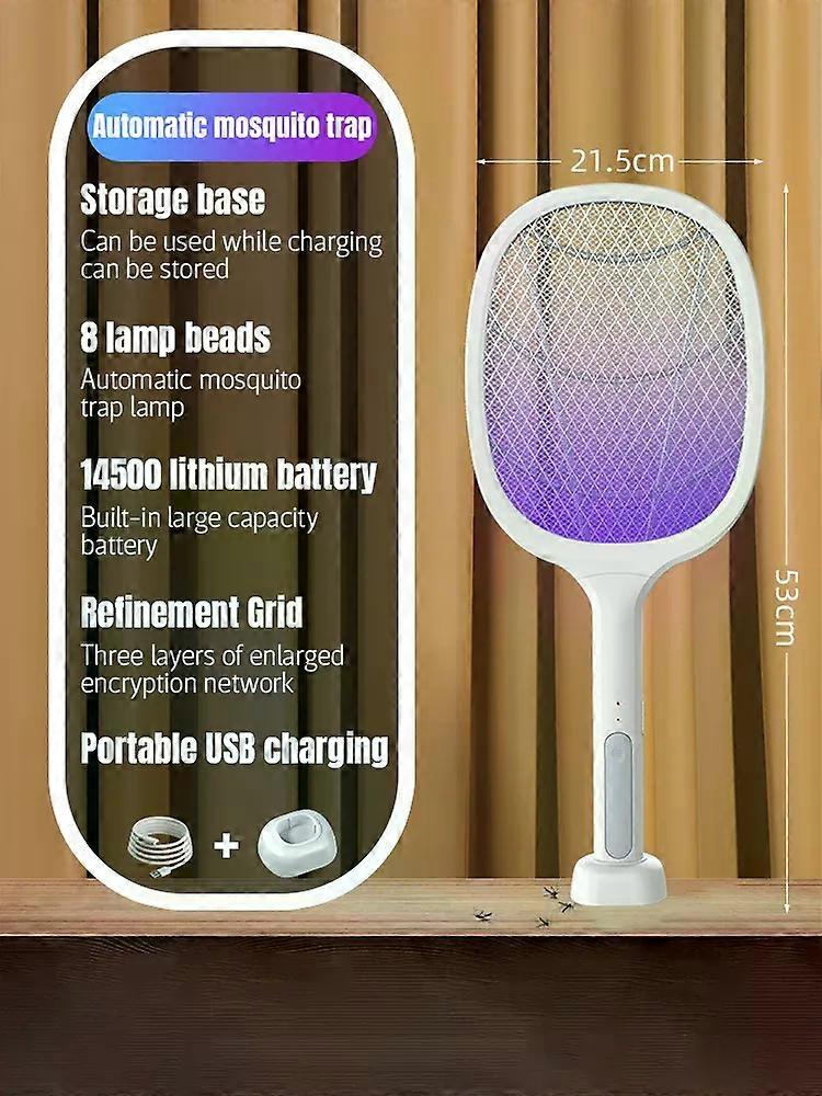 con USB Electric Shock Mosquito Lamp Portable Handheld USB Charging Fly Swatter Electric Shock Triple-layer Mesh Lamp Home Tools