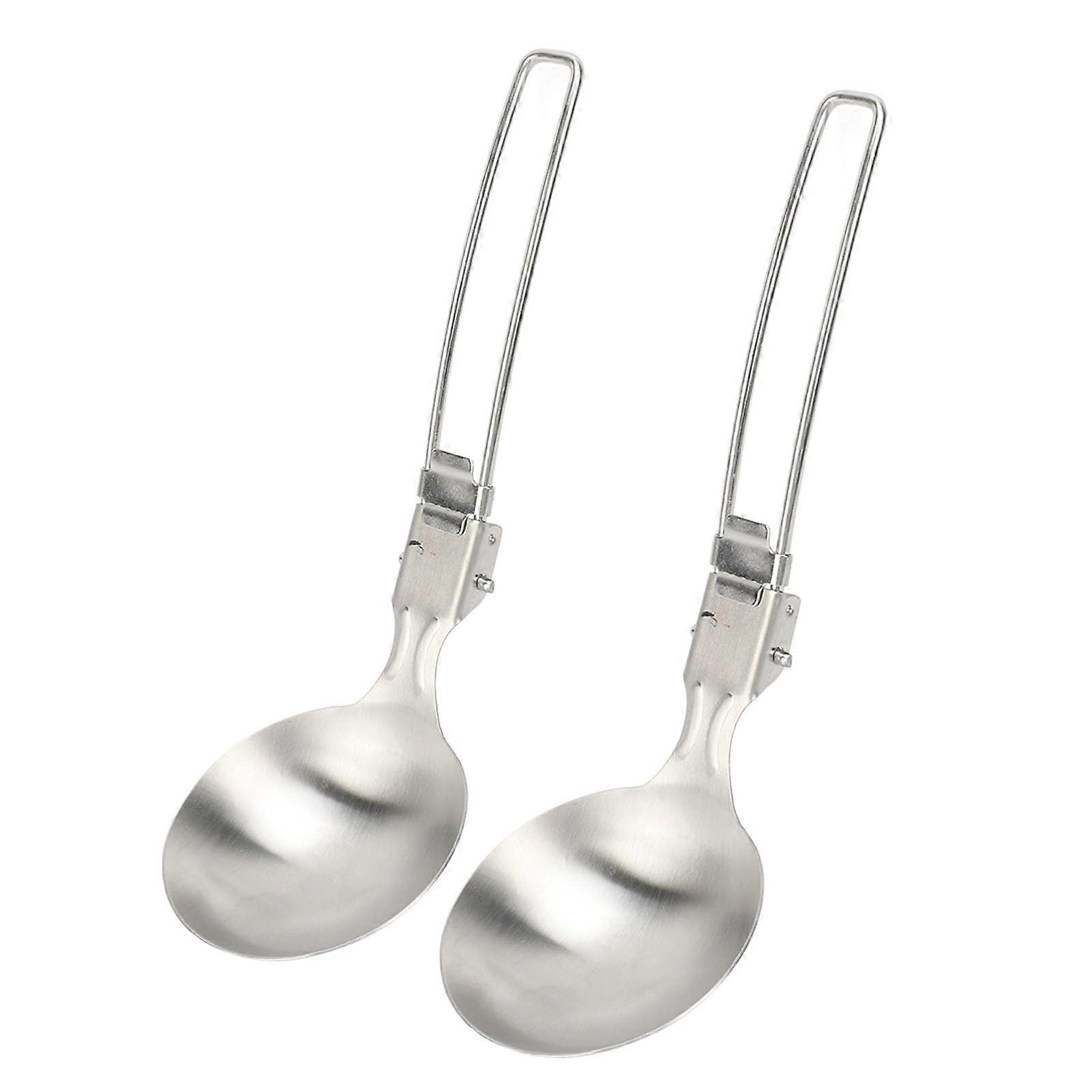 Lightweight Folding Spoon 304 Stainless Steel Handle 6.2cm Diameter Compact Travel Utensil