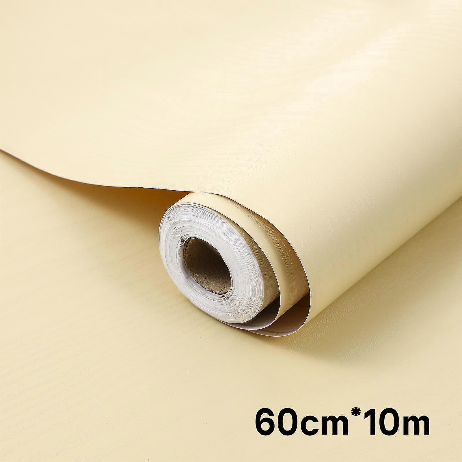Textured Peel And Stick Wallpaper Light Yellow Home Dormitory Decoration 60cm X 10m Oil Proof 1 Roll