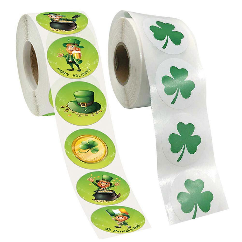 Patricks Day Accessories Sticker Assorted Color 3.8x3.8cm Party Decorative 2 Rolls