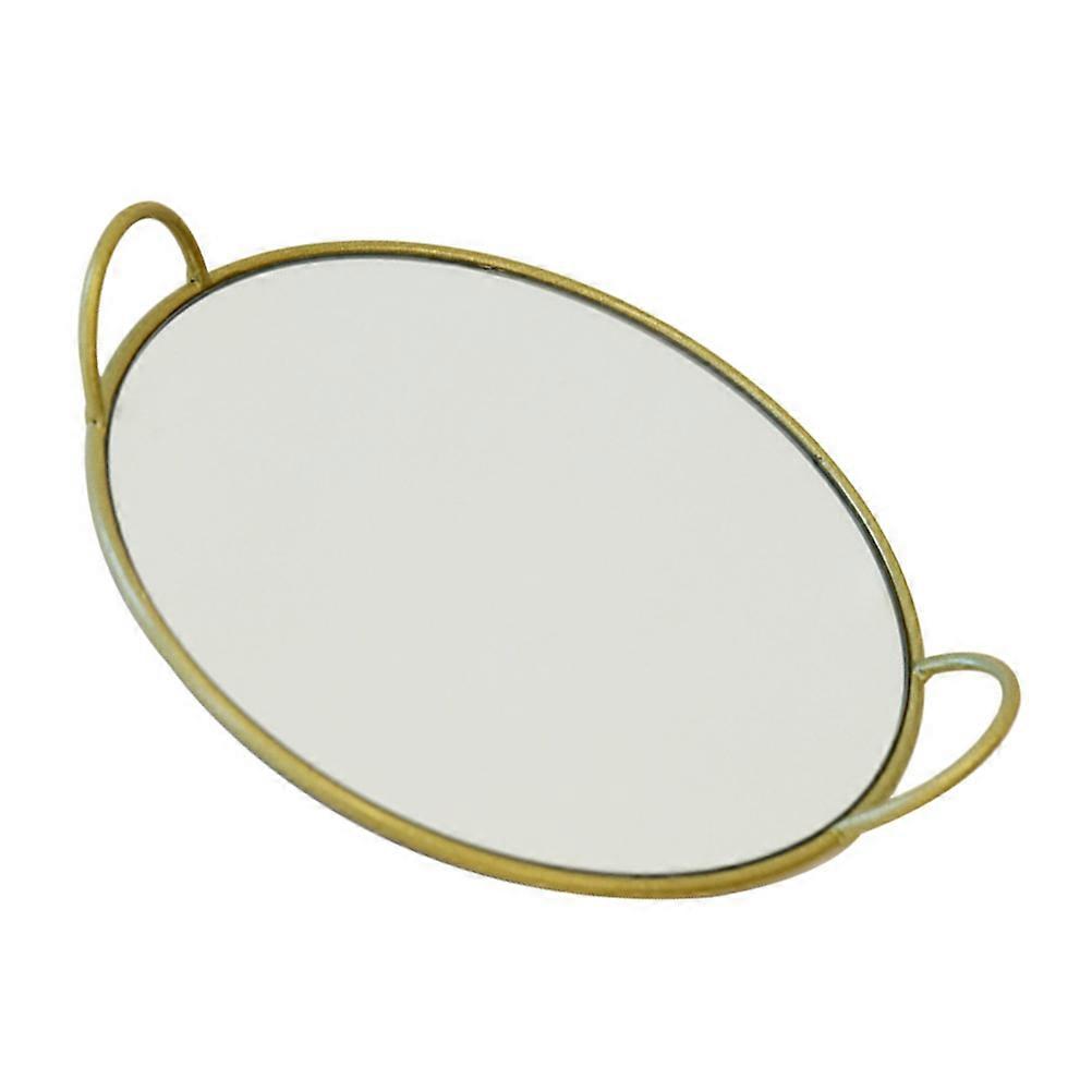 Serving Trays Round Tray for Desk Golden Wrought Food Serving 1Pcs