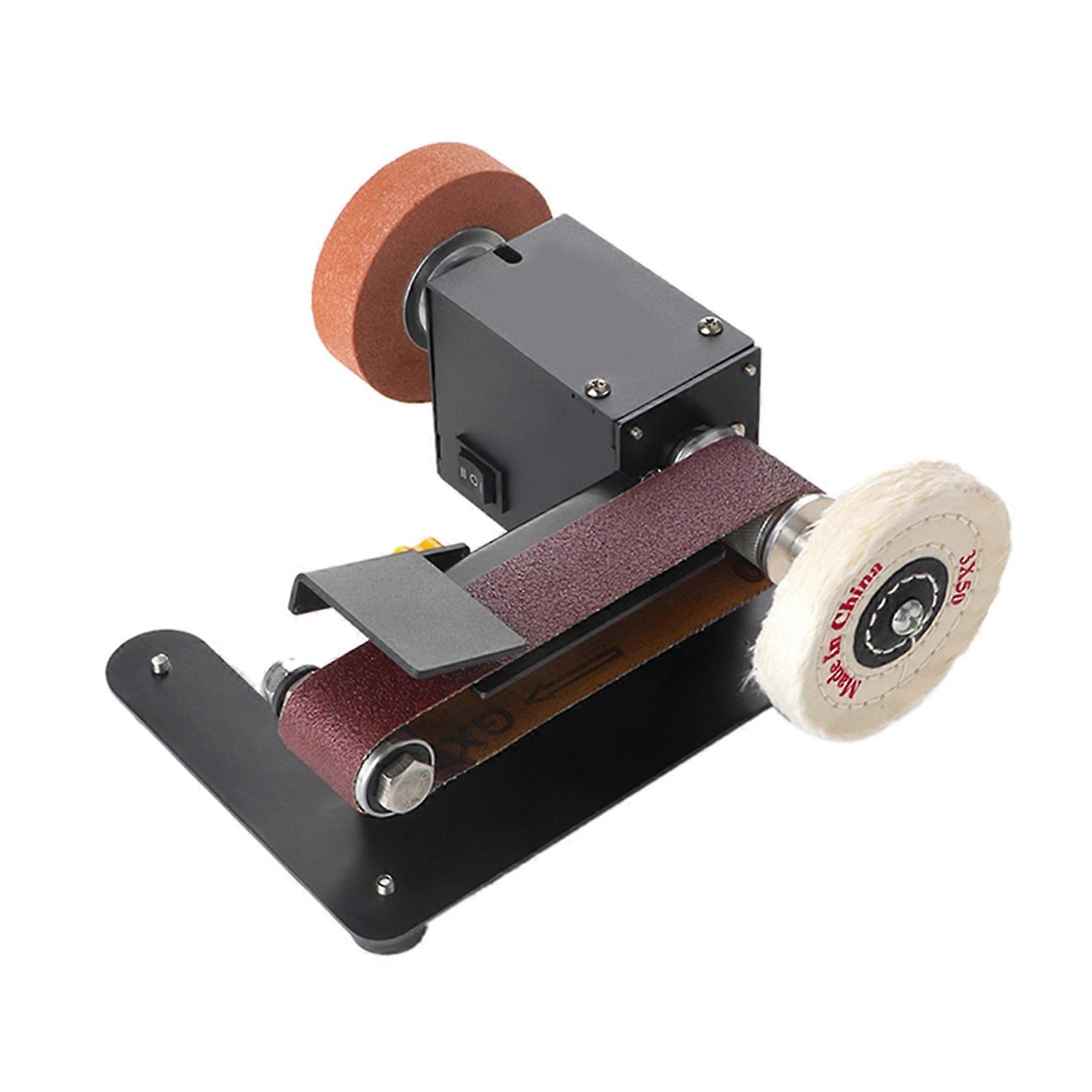 250W Mini Belt Sander Electric Bench Grinder Sanding Machine 7 Speed Adjustable Control Small Grinder Sharpener Polisher Machine for DIY Woodworking 