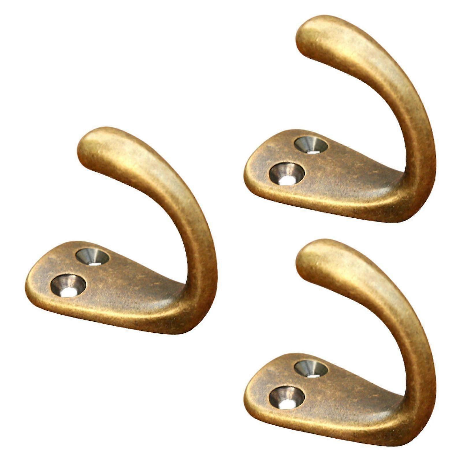 3-Pack Durable Hooks for Clothes, Coats, and Wall Mounting - Versatile Brass Design