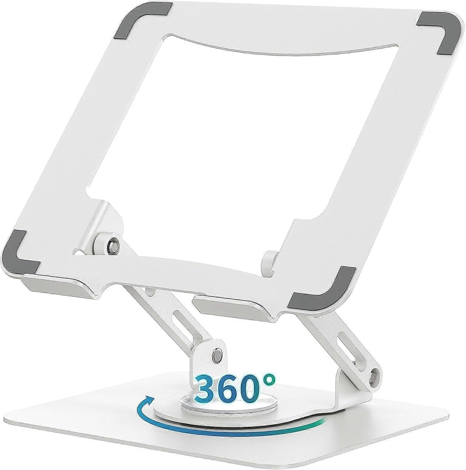 Laptop Stand with 360° Rotating Base, Ergonomic Computer Riser for Desk, Adjutable Height Muti-Angle, White