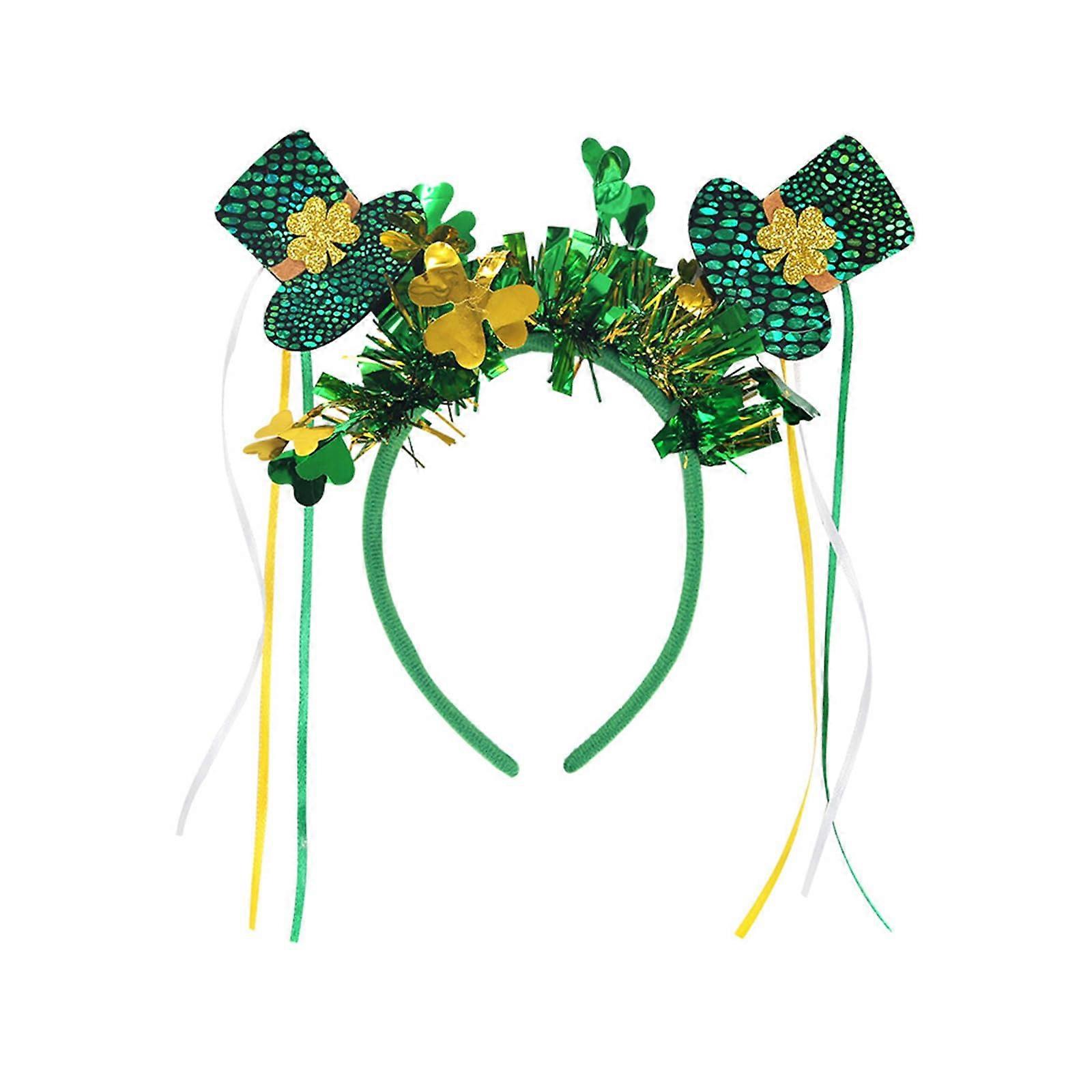 Irish National Day Clovers Headband Green Sequin Shamrock Hair Accessory for Festivals and Holidays Style 5
