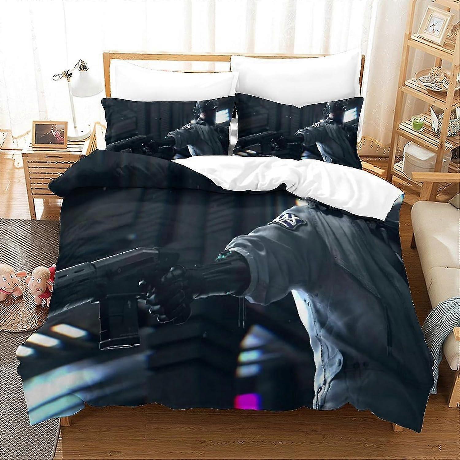 3D Printed Cyberpunk-Inspired Duvet Cover Set Sci-Fi Hero Bedding Set, Soft Microfibre, 2 Pillowcases, Hidden Zip