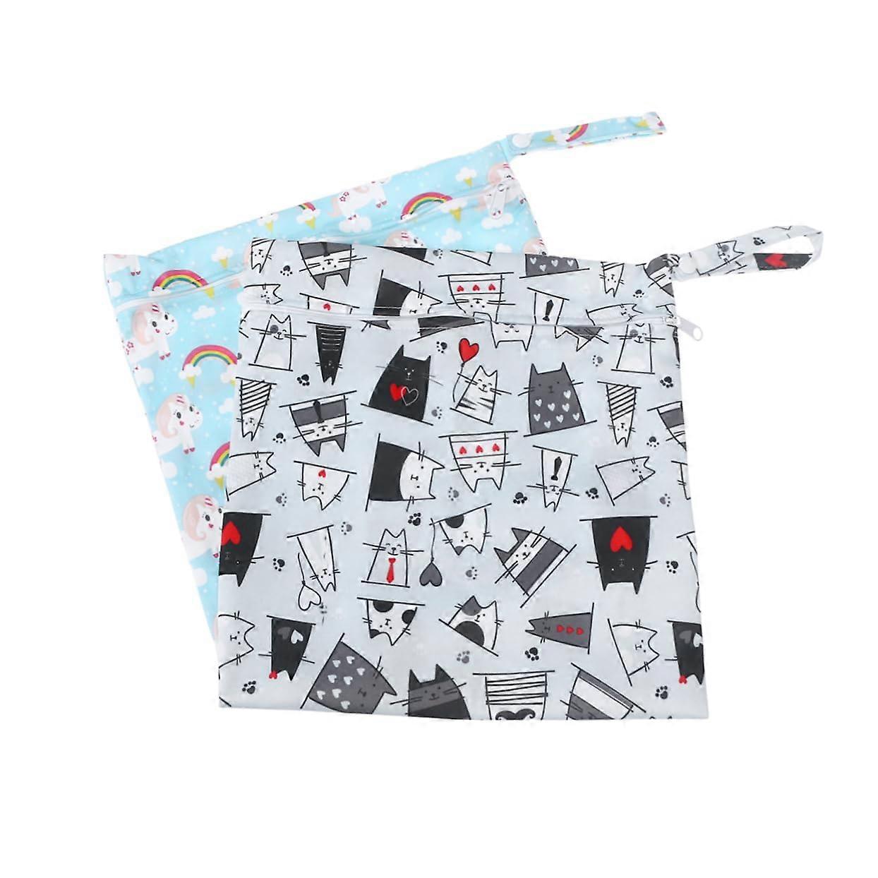 Paquet de 2 sacs à langer, sac à langer, fermeture éclair simple, serviette à urine, bébé, Comme illustré, mallette