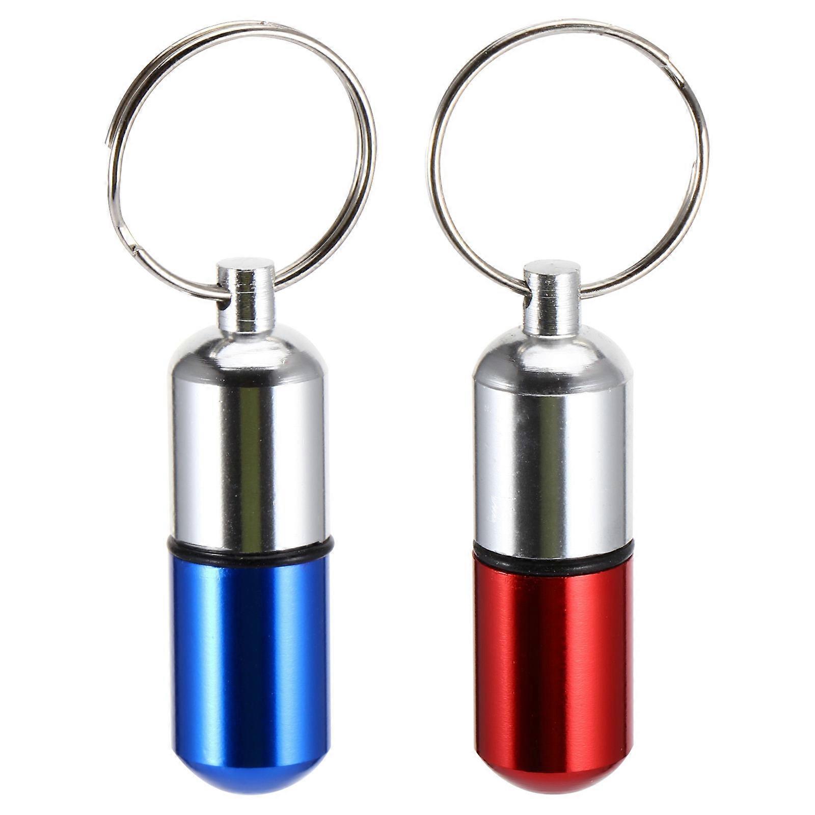 Small Container Keychain Emergency Use Round Key Buckle 2Pcs