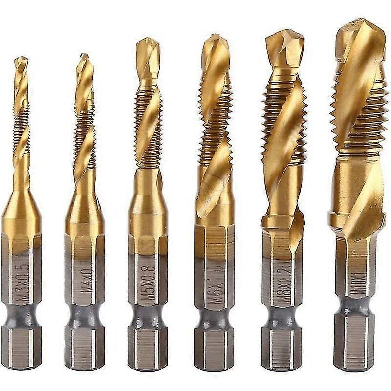 6pcs Hss Tap Bit 1/4 Inch Metric Hex Drill Bit Set M3-M10 Tap Tool