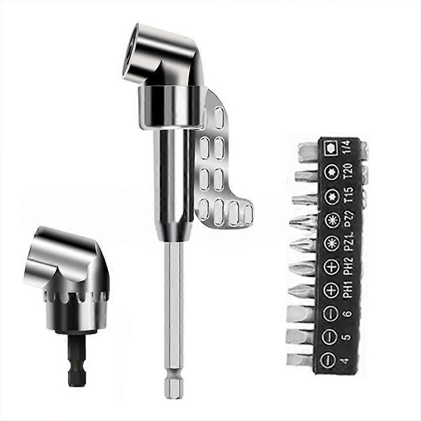 Universal Flex Shaft Angler Batch Head Combination Set (Long Angle Corner + Short Angle Corner + 10PC Batch Head (OPP Bag))