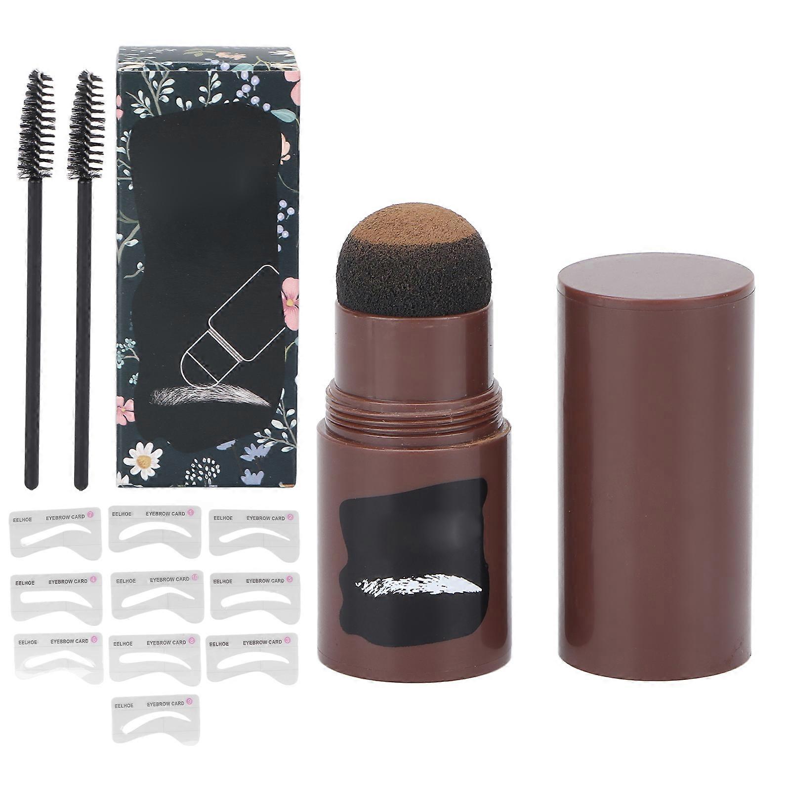 Eyebrow Stamp Kit Waterproof Sweat Proof 10 Stencils 2 Brushes Eyebrow Makeup Tools 1.8g