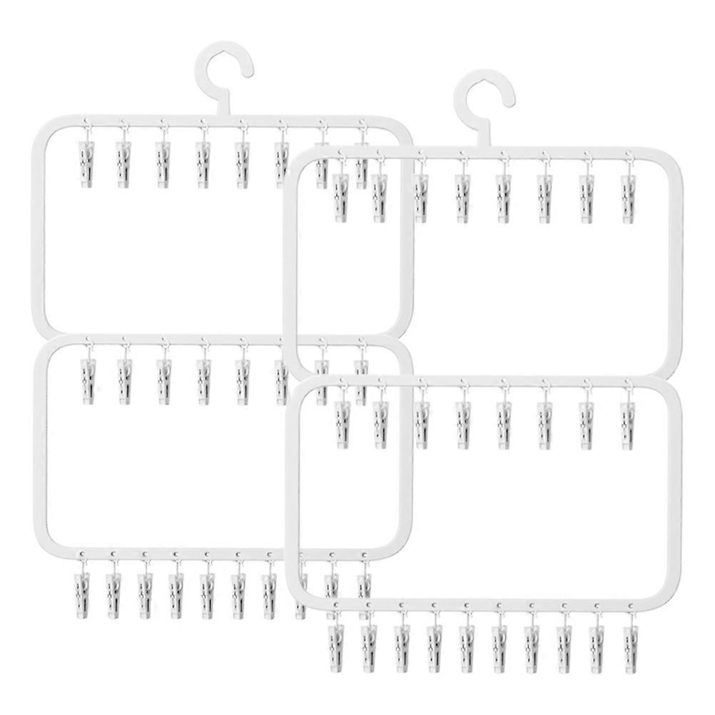 Collapsible Plastic Laundry Hanger with Clips, Windproof Space Saving Drying Rack for Socks, Bras, and Underwear, Lightweight and Portable for Closet