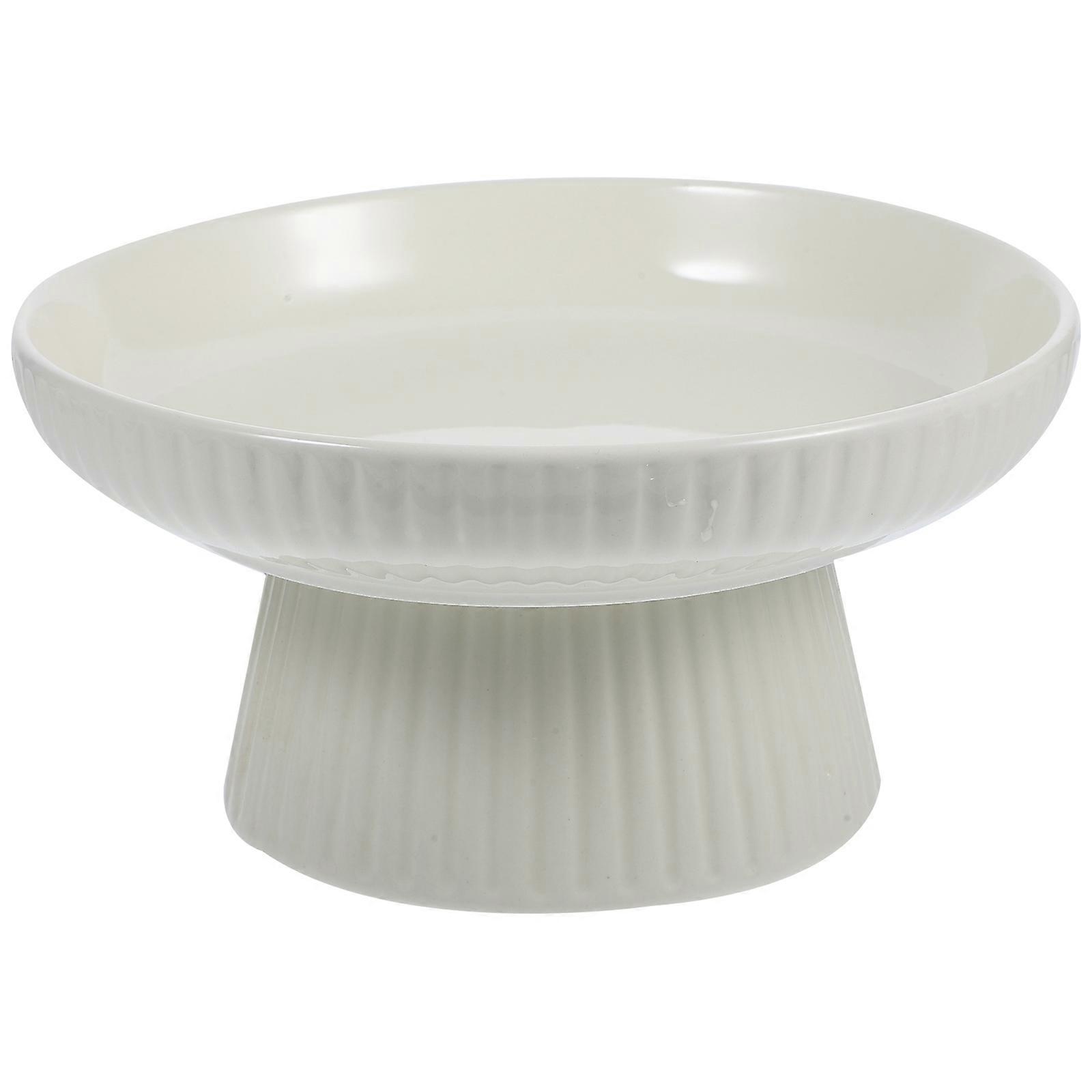 Porcelain Tall Cake Stand with Footed Tray   Milk White Multi Purpose Serving Plate for Fruit, Snacks, and Party Celebrations