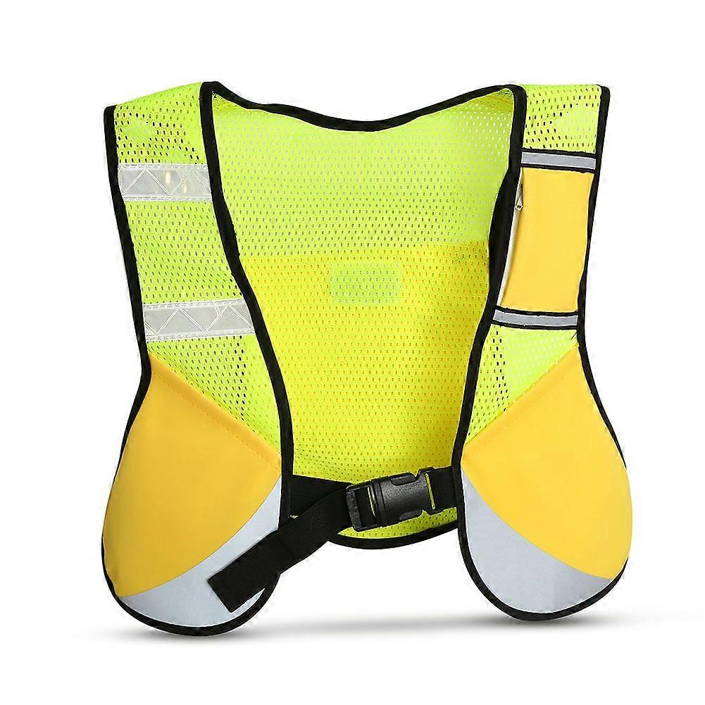 Multi function Night Sporting Reflective Cycling Running Vest Hiking Jacket (Yellow)YMQX)